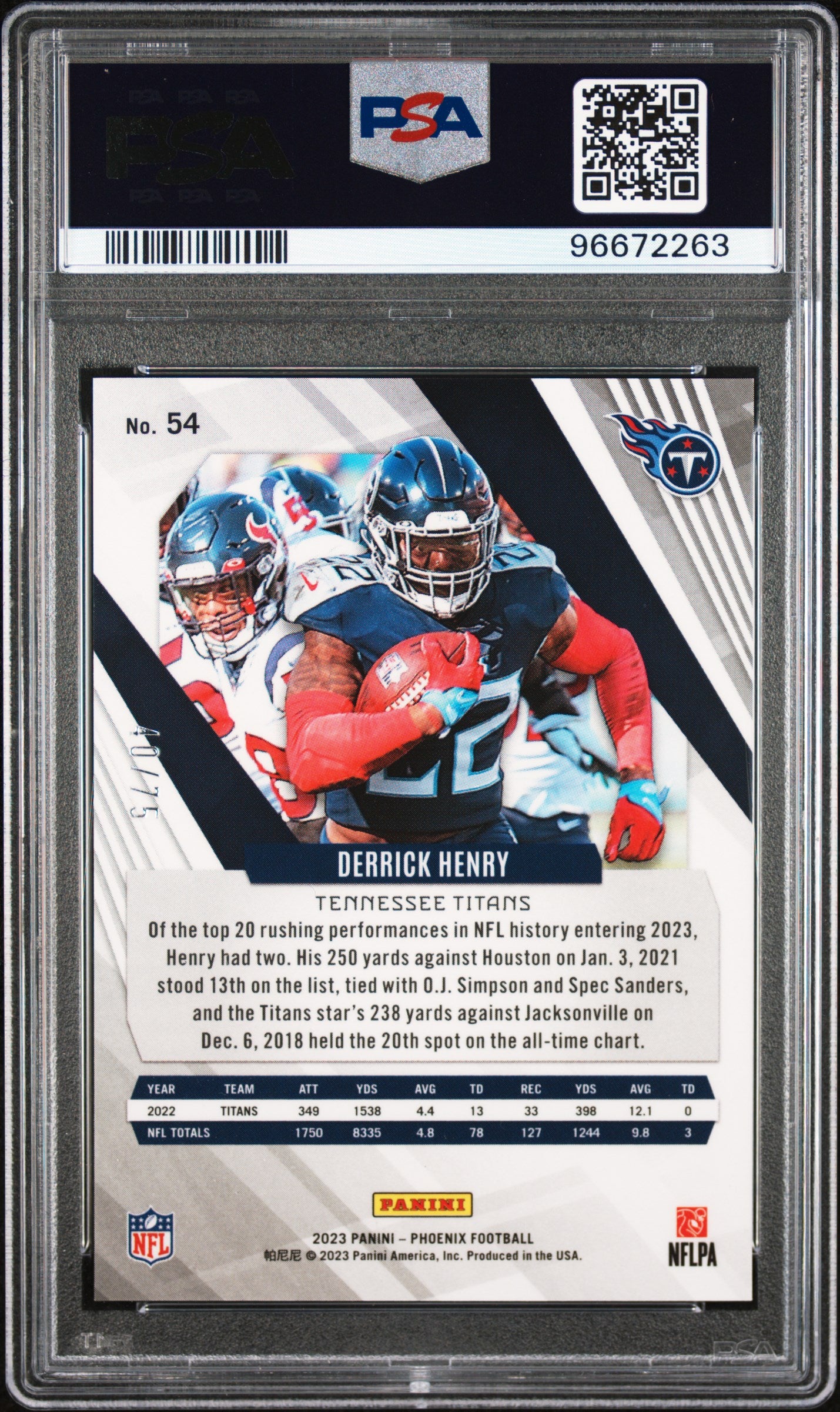 2023 Panini Phoenix Derrick Henry #54 Orange PSA 10