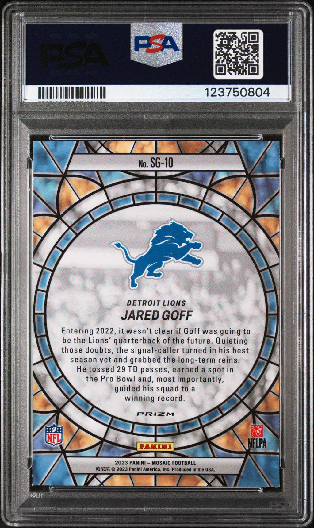 2023 Mosaic Jared Goff Stained Glass PSA 9
