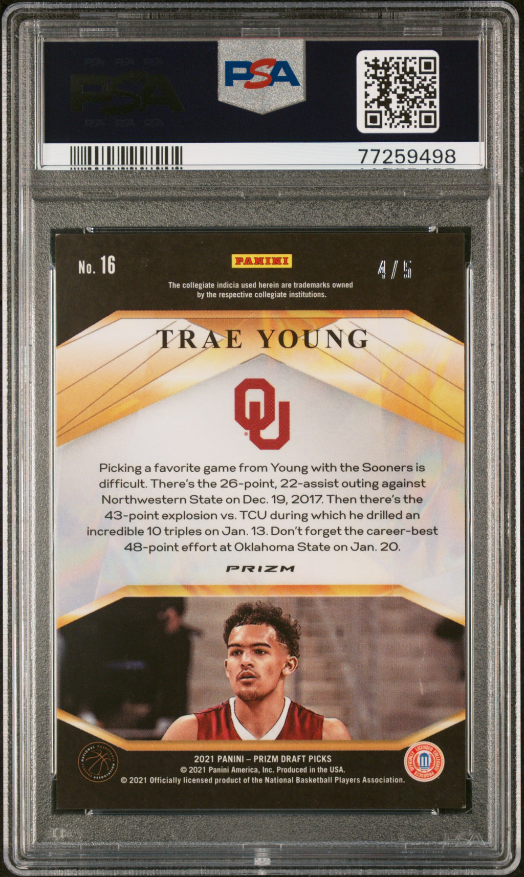 2021 Prizm Draft Picks Trae Young Brilliance Green Shimmer 4/5 PSA 9