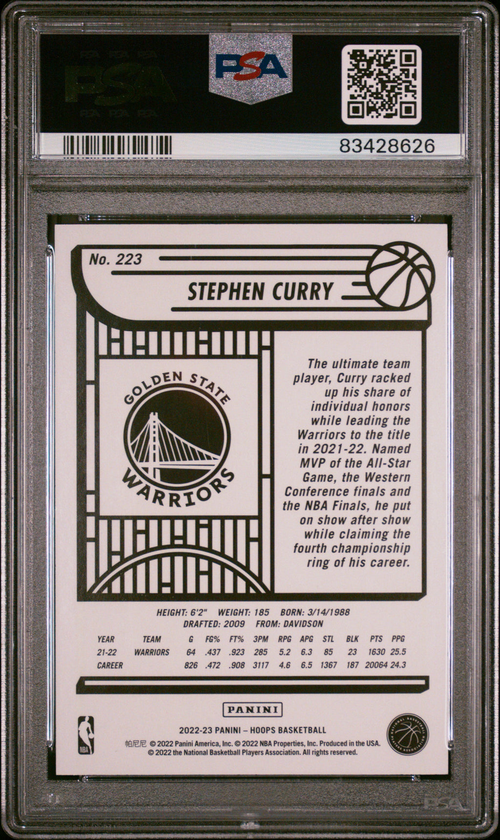 2022 NBA Hoop Stephen Curry Silver PSA 10