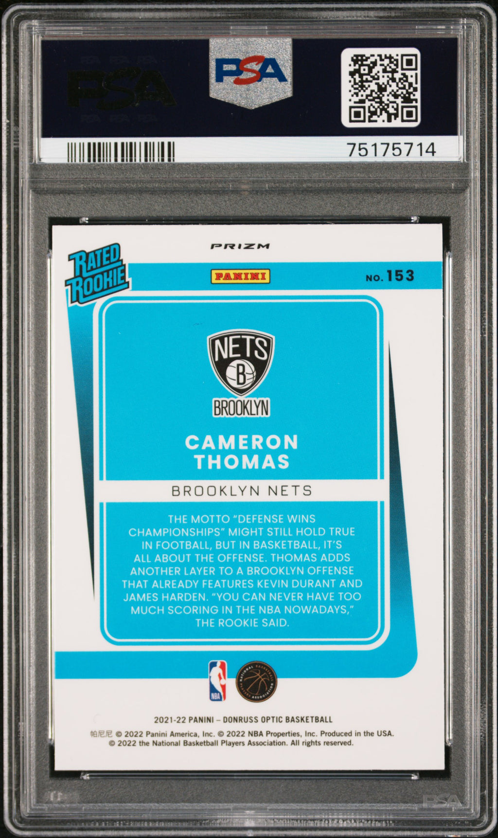 2021 Donruss Optic Cameron Thomas Rookie White Sparkle PSA 9 RC