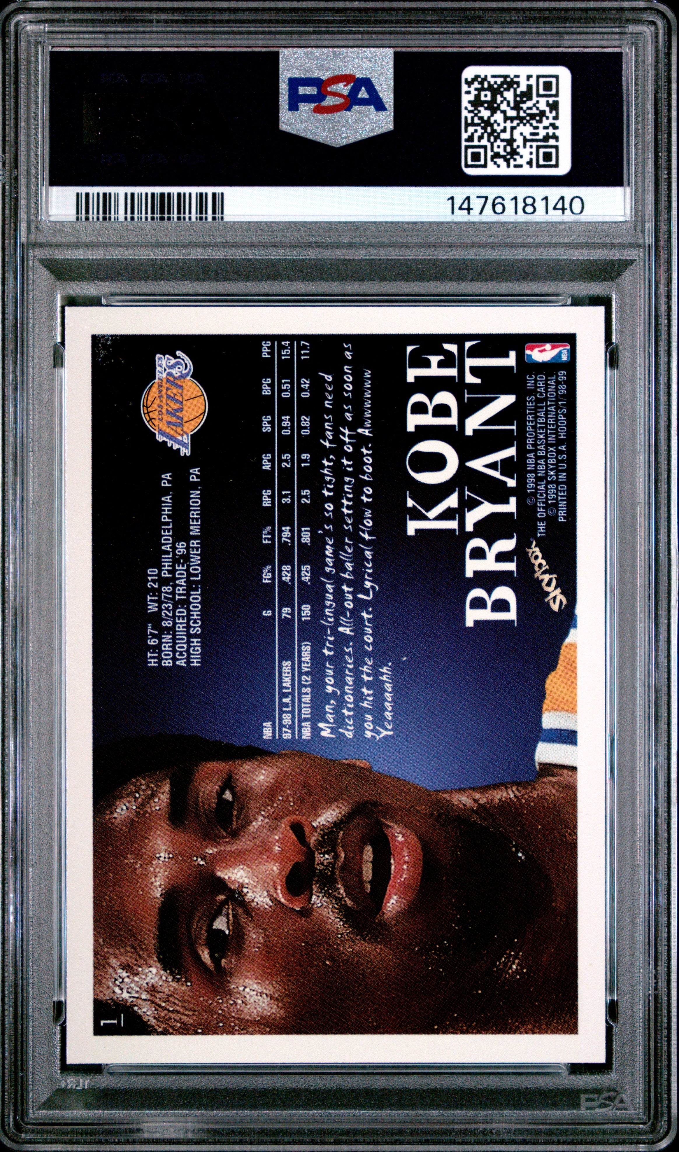 1998 Hoops Kobe Bryant PSA 8