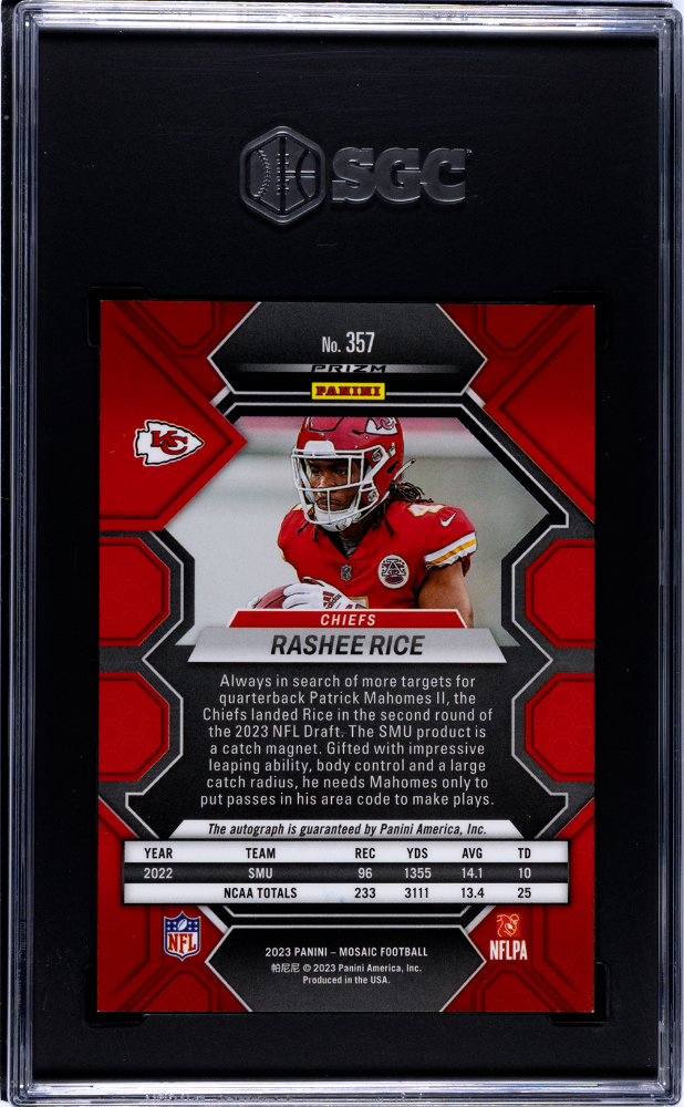 2023 Mosaic Rashee Rice Autograph Blue No Huddle SGC 9.5