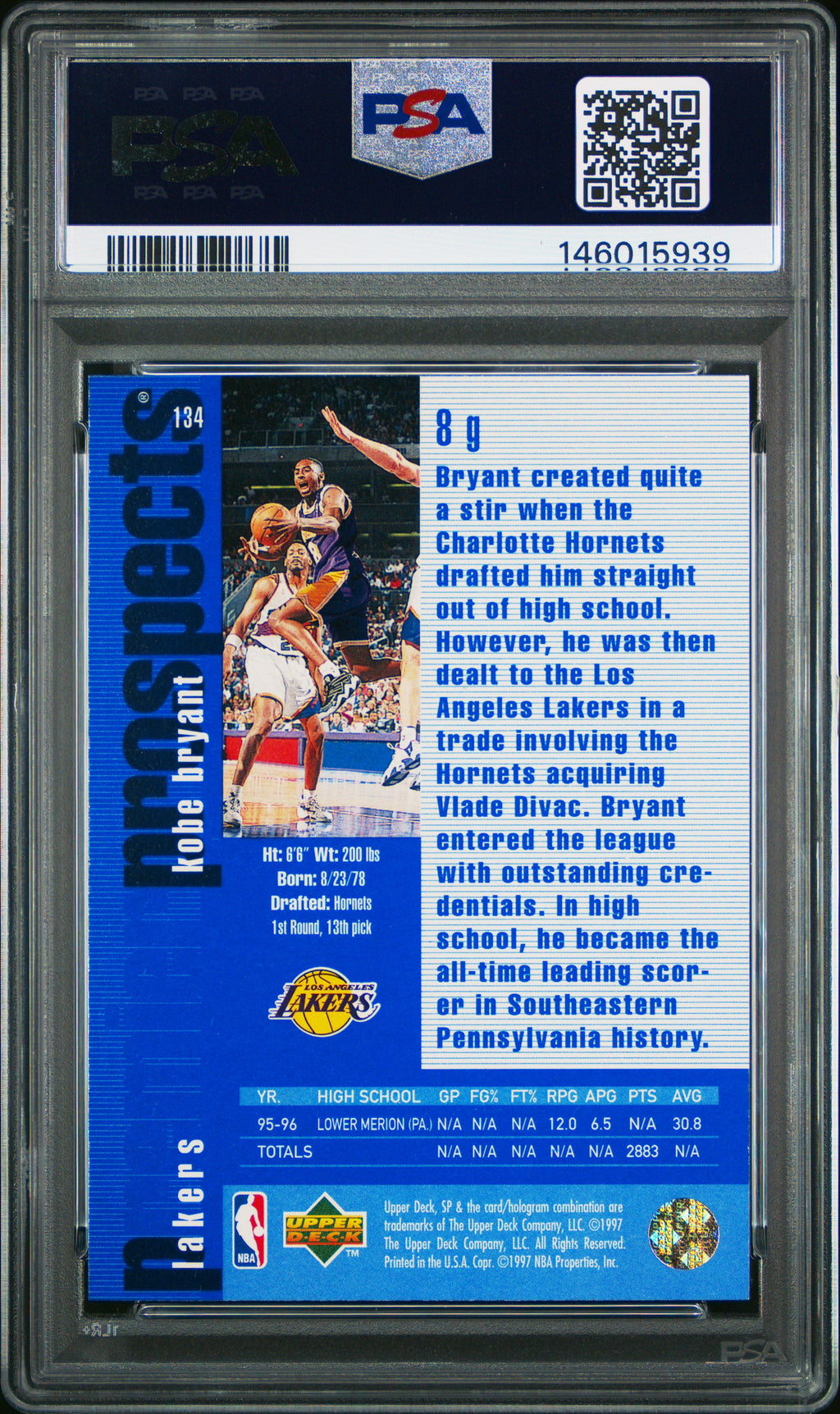 1996 SP Kobe Bryant PSA 9 RC