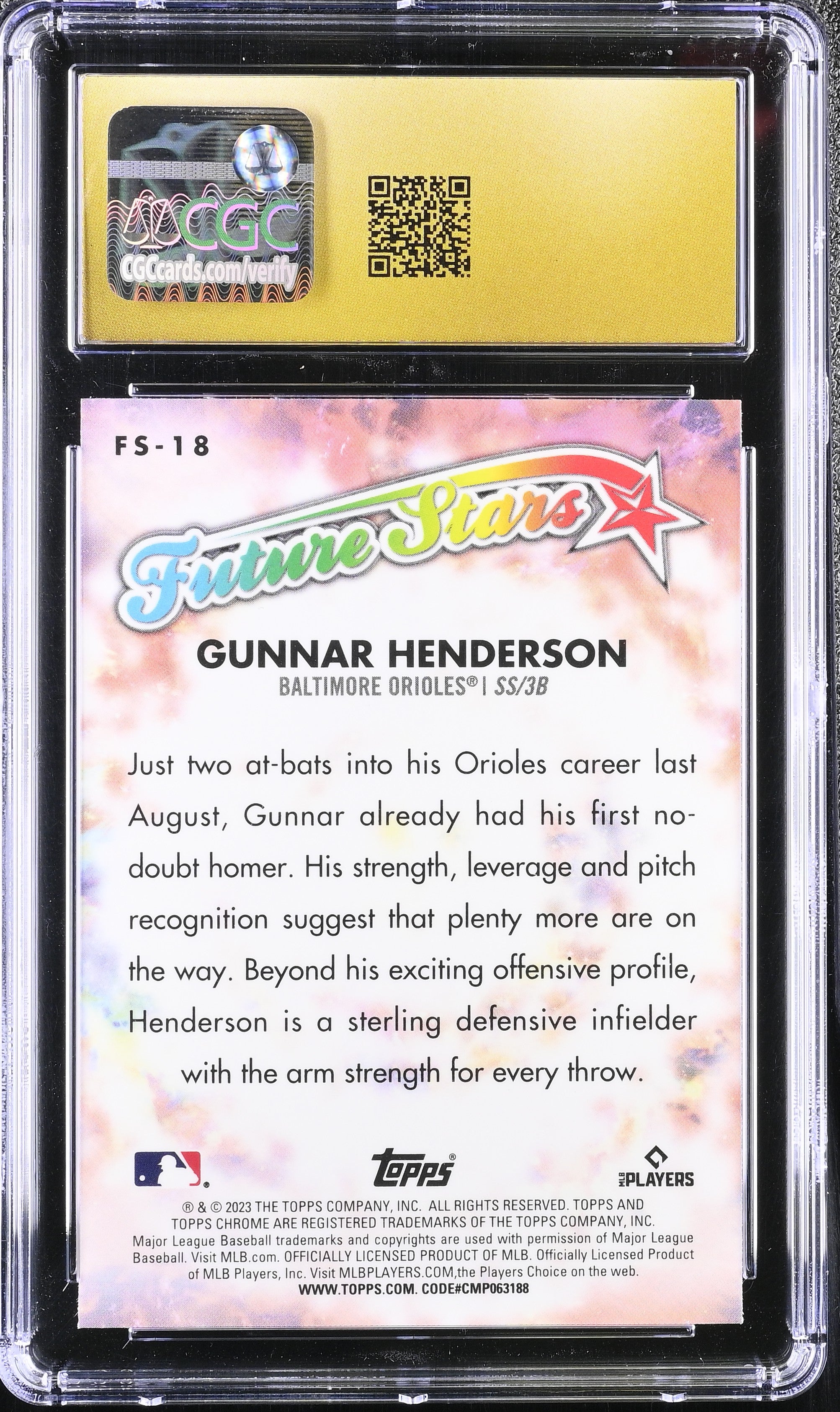 2023 Topps Chrome Gunnar Handerson Rookie Future Stars CGC Pristine 10 RC