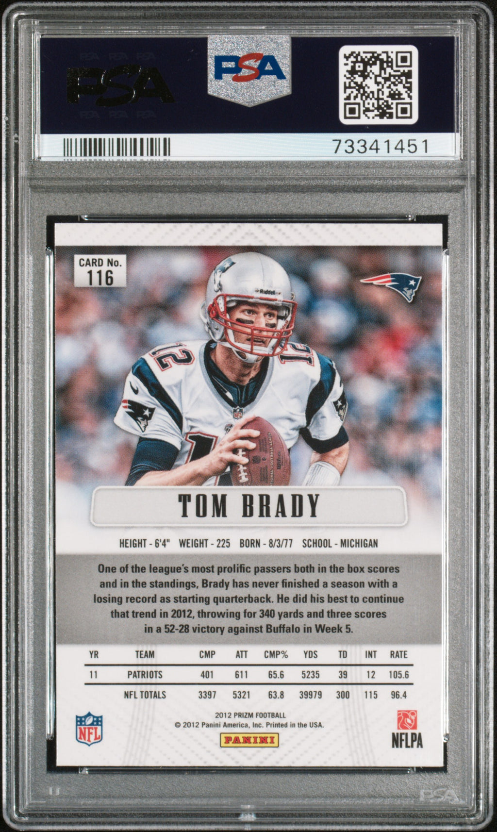 2012 Prizm Tom Brady PSA 9