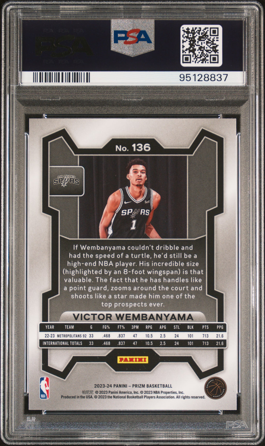 2023 Prizm Victor Wembanyama Rookie PSA 10 RC