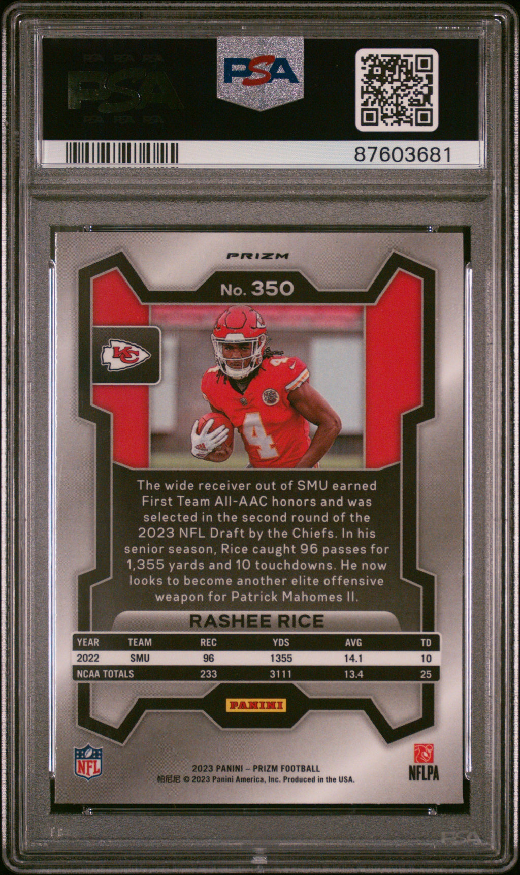 2023 Panini Prizm Rashee Rice #350 Lazer PSA 10