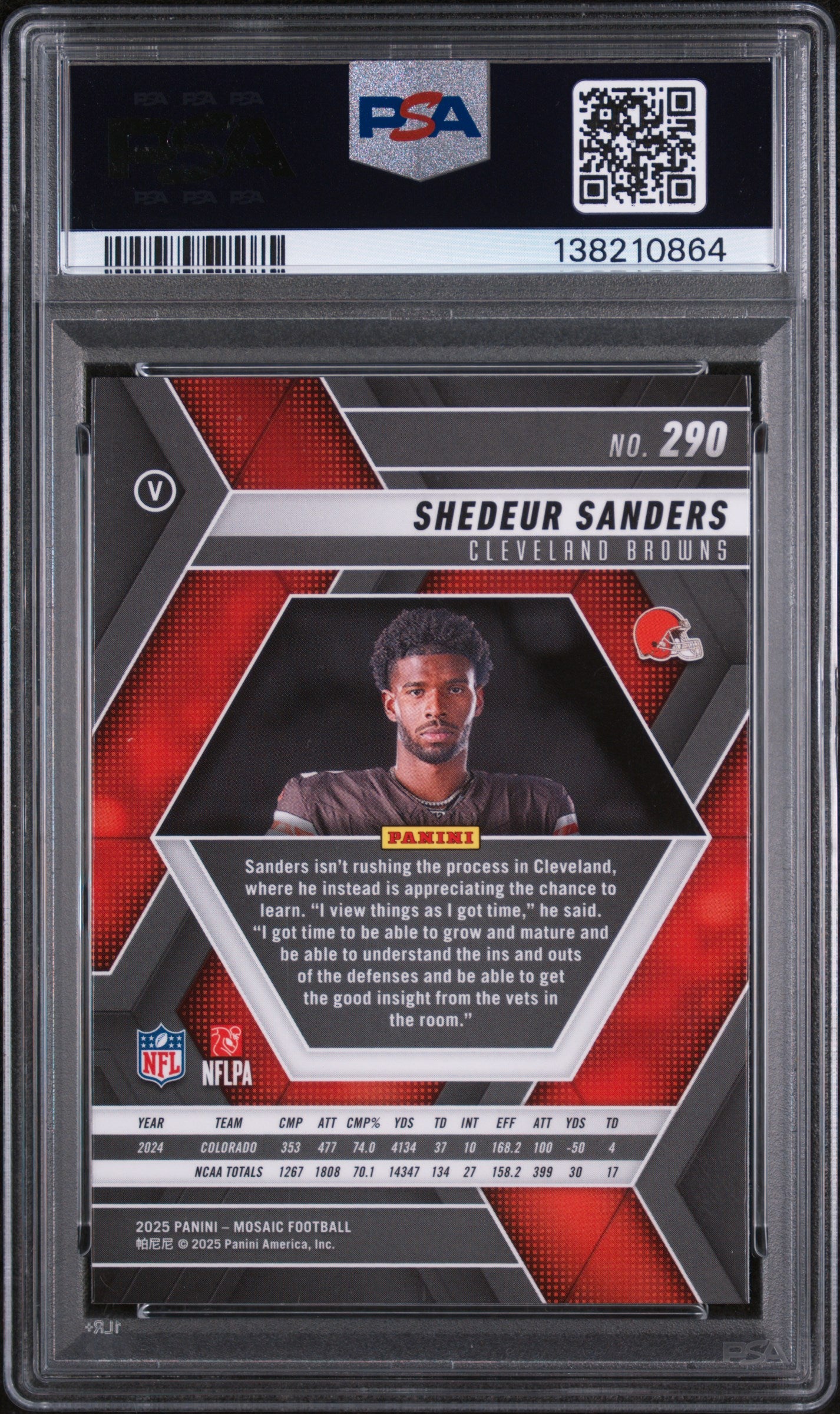 2025 Panini Mosaic Shedeur Sanders #290 PSA 10