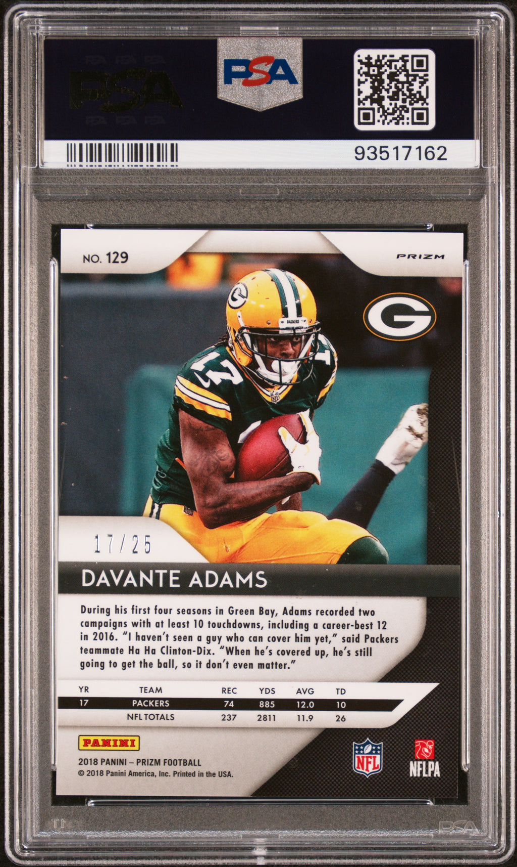 2018 Panini Prizm Davante Adams #129 Camo PSA 9