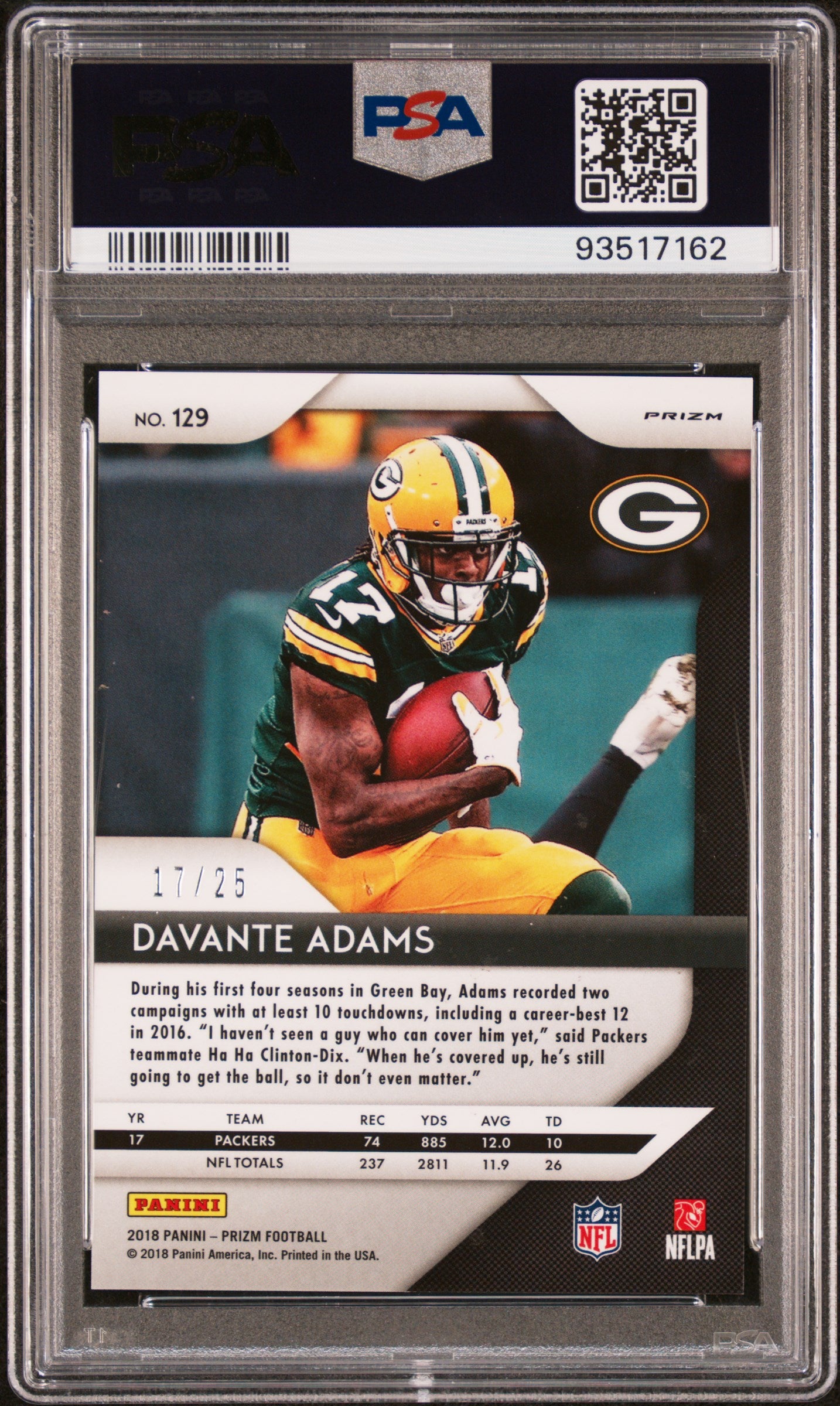 2018 Panini Prizm Davante Adams #129 Camo PSA 9