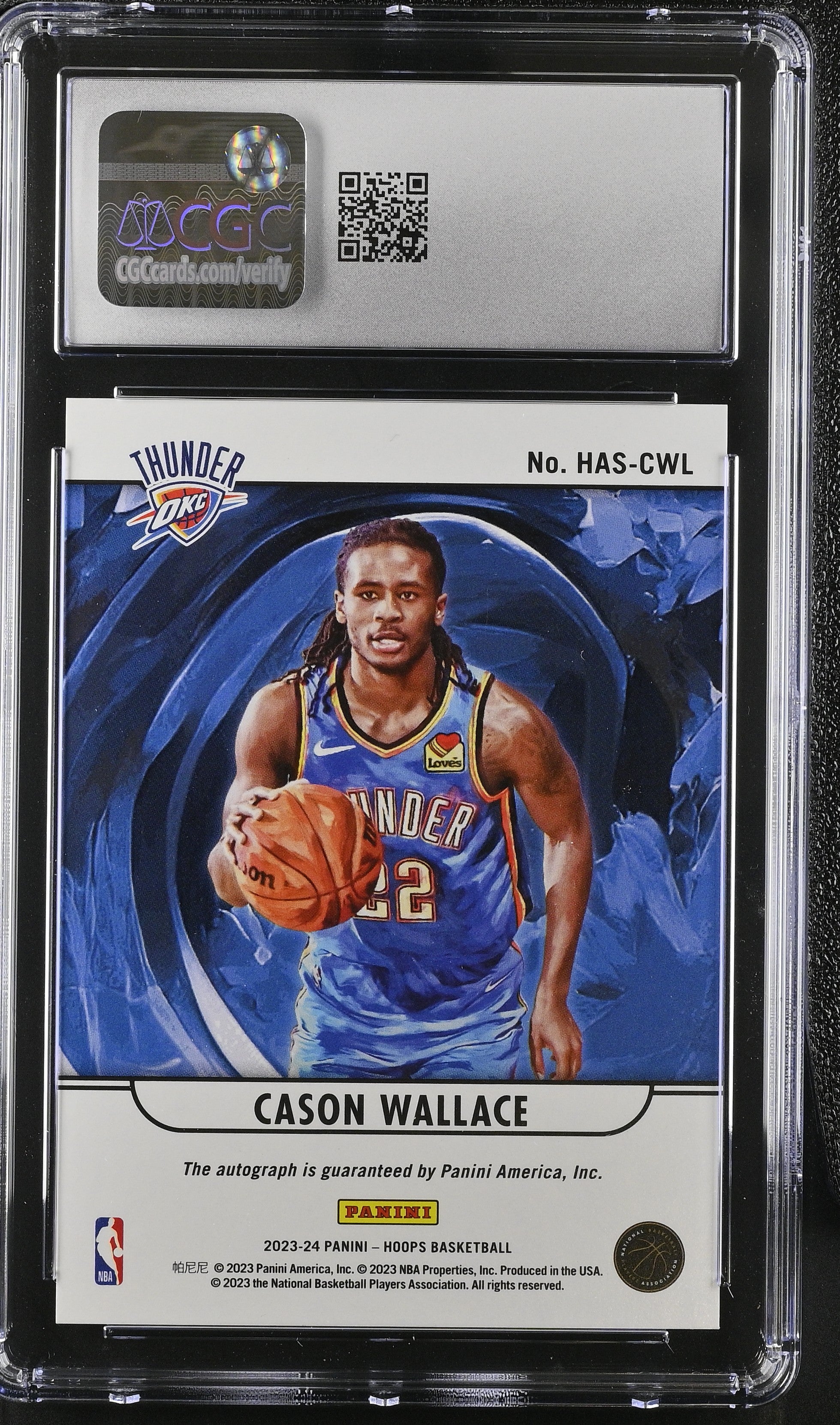 2023-24 NBA Hoops Cason Wallace Rookie Hoops Art Auto CGC 10 Auto 10 RC