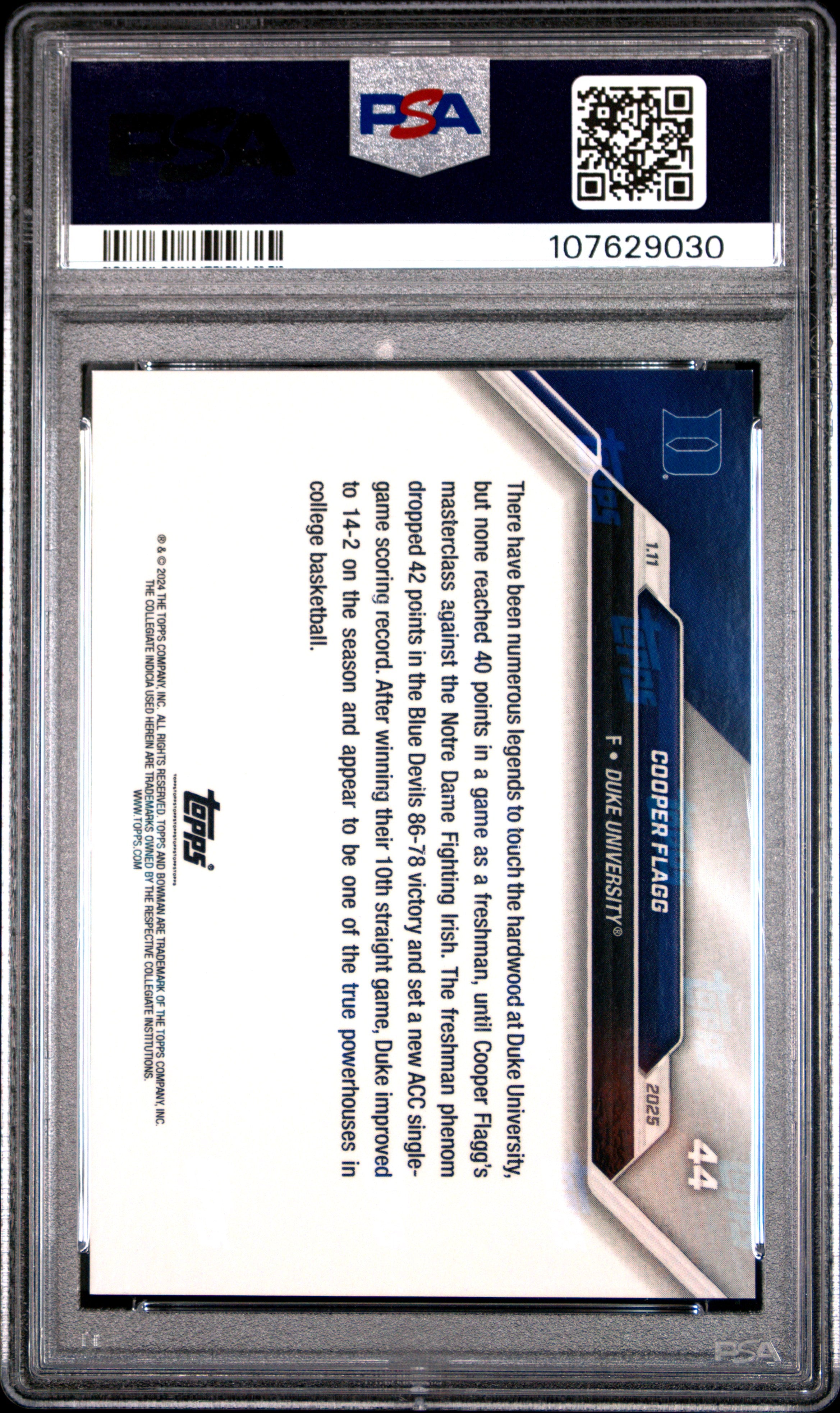 2024-25 Bowman U Now Cooper Flagg PSA 10
