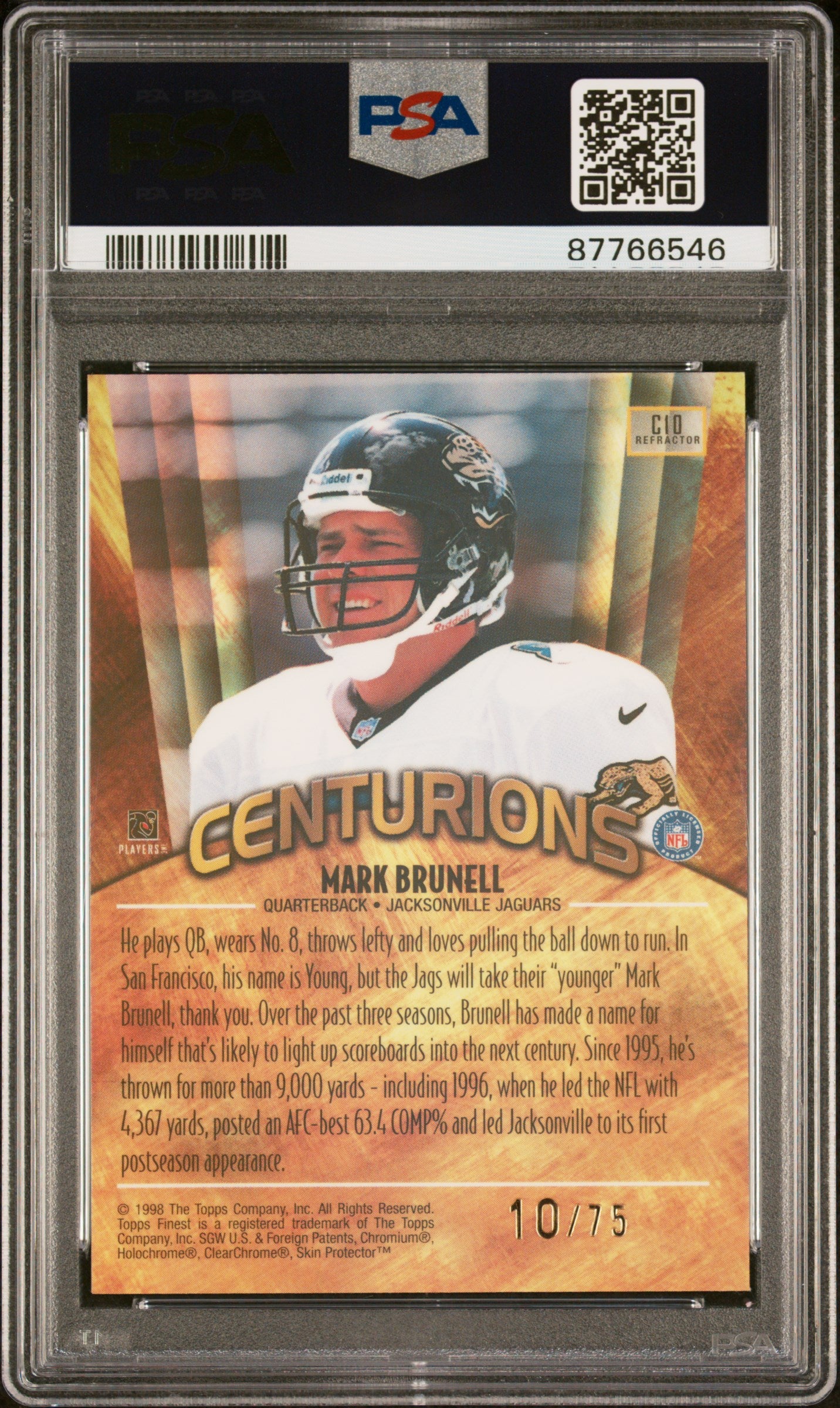 1998 Finest Centurions Mark Brunell #C10 Refractor PSA 10