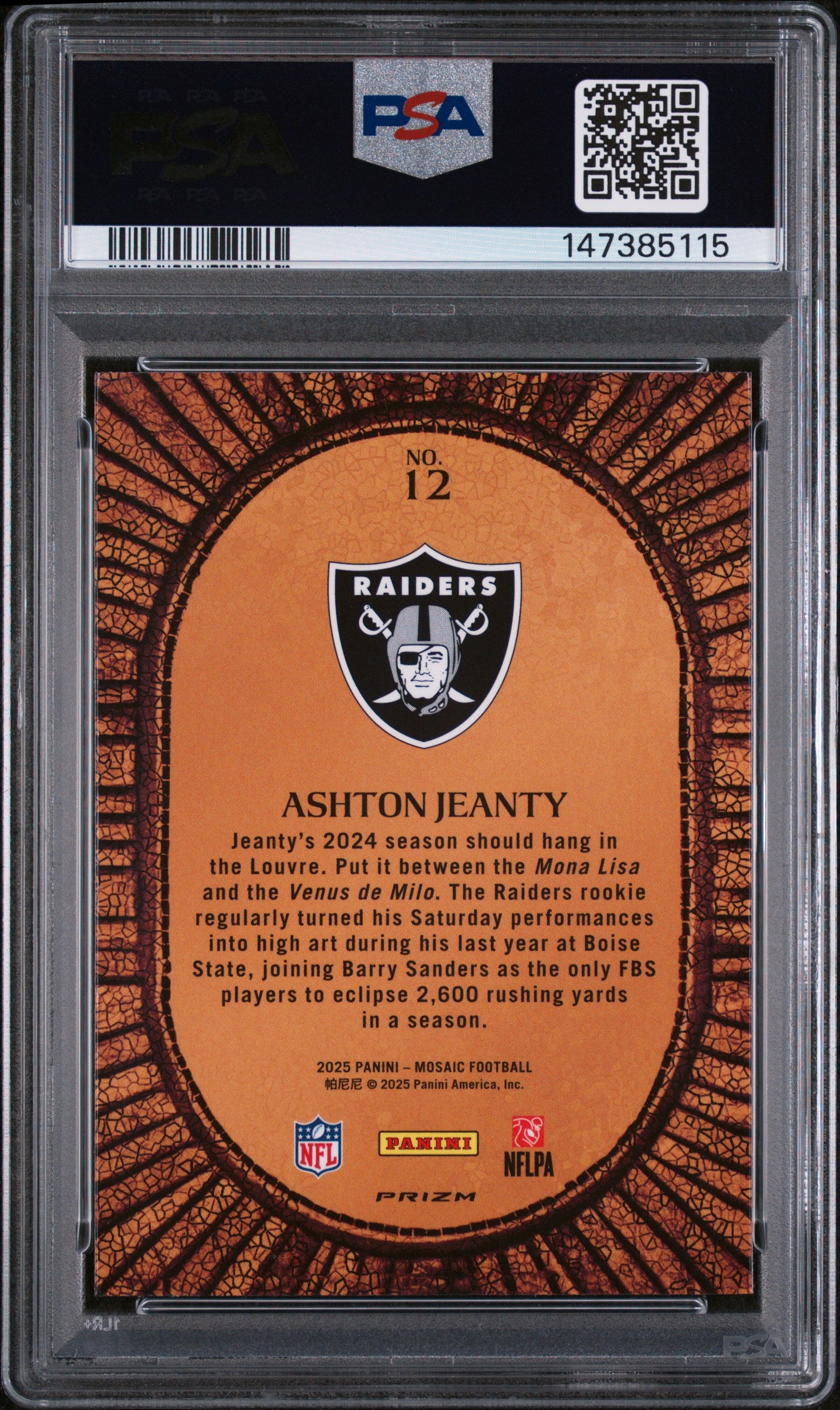 2025 Mosaic Ashton Jeanty Micro Mosaic PSA 9