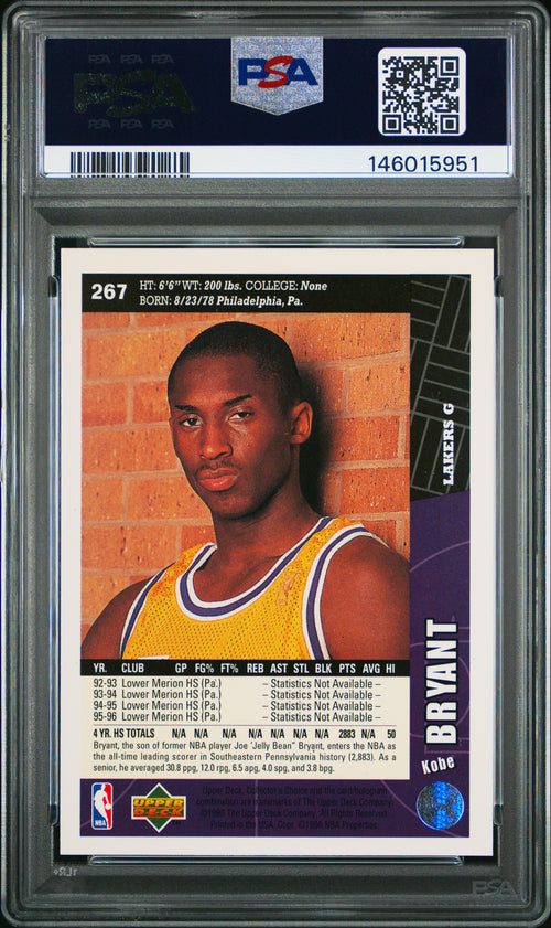 1996 Collector's Choice Kobe Bryant PSA 8 RC LA Lakers