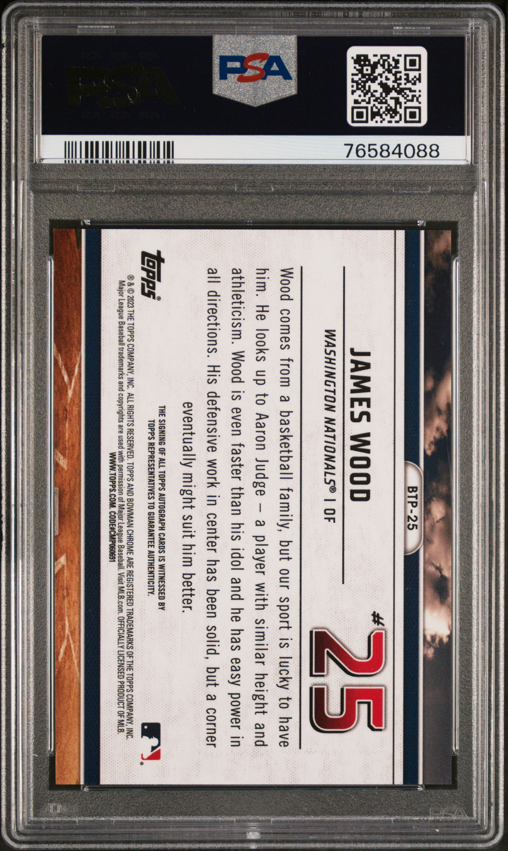 2023 Bowman James Wood Top 100 Auto PSA 10 Auto 10