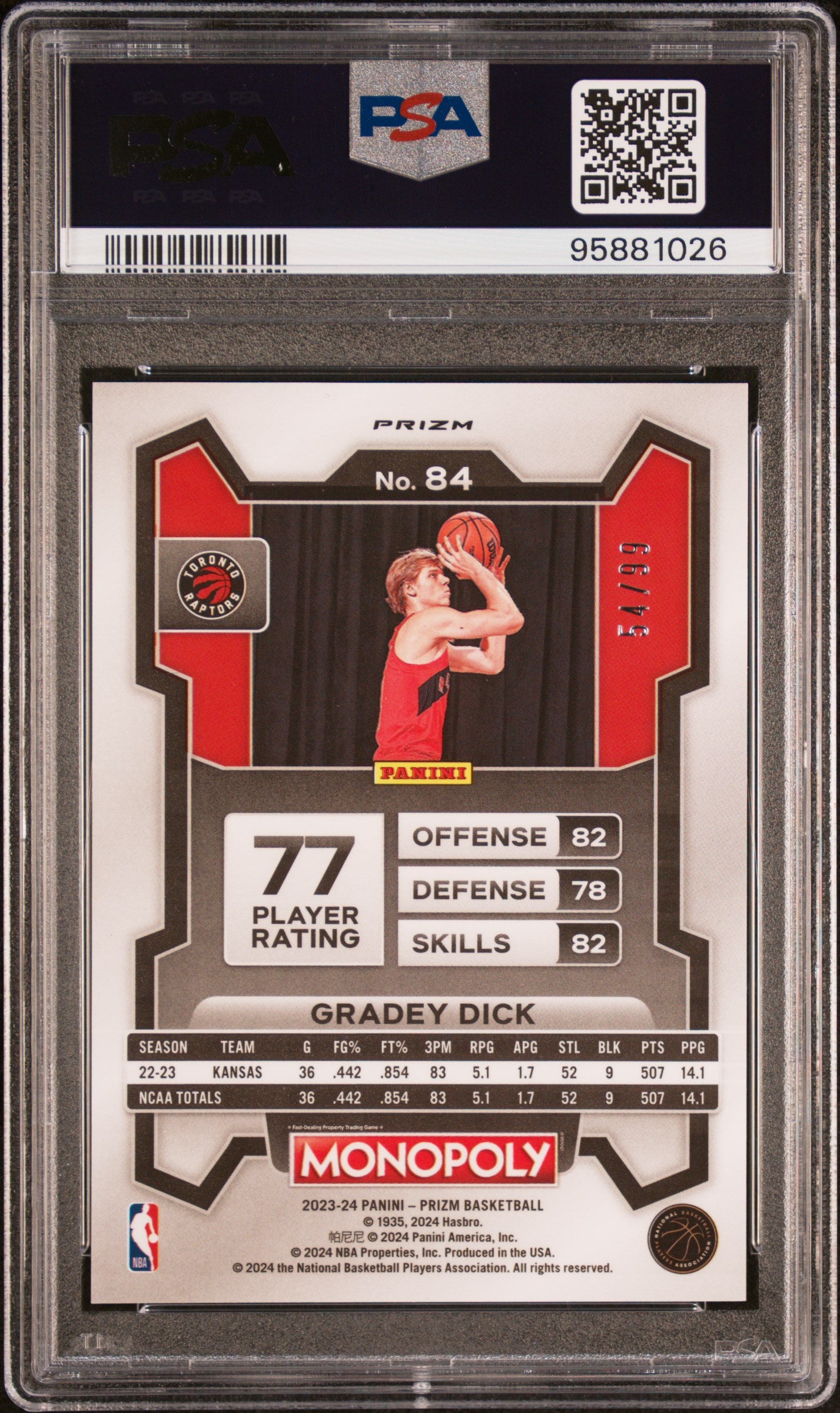 2023 Panini Prizm Monopoly Gradey Dick #84 Red PSA 10