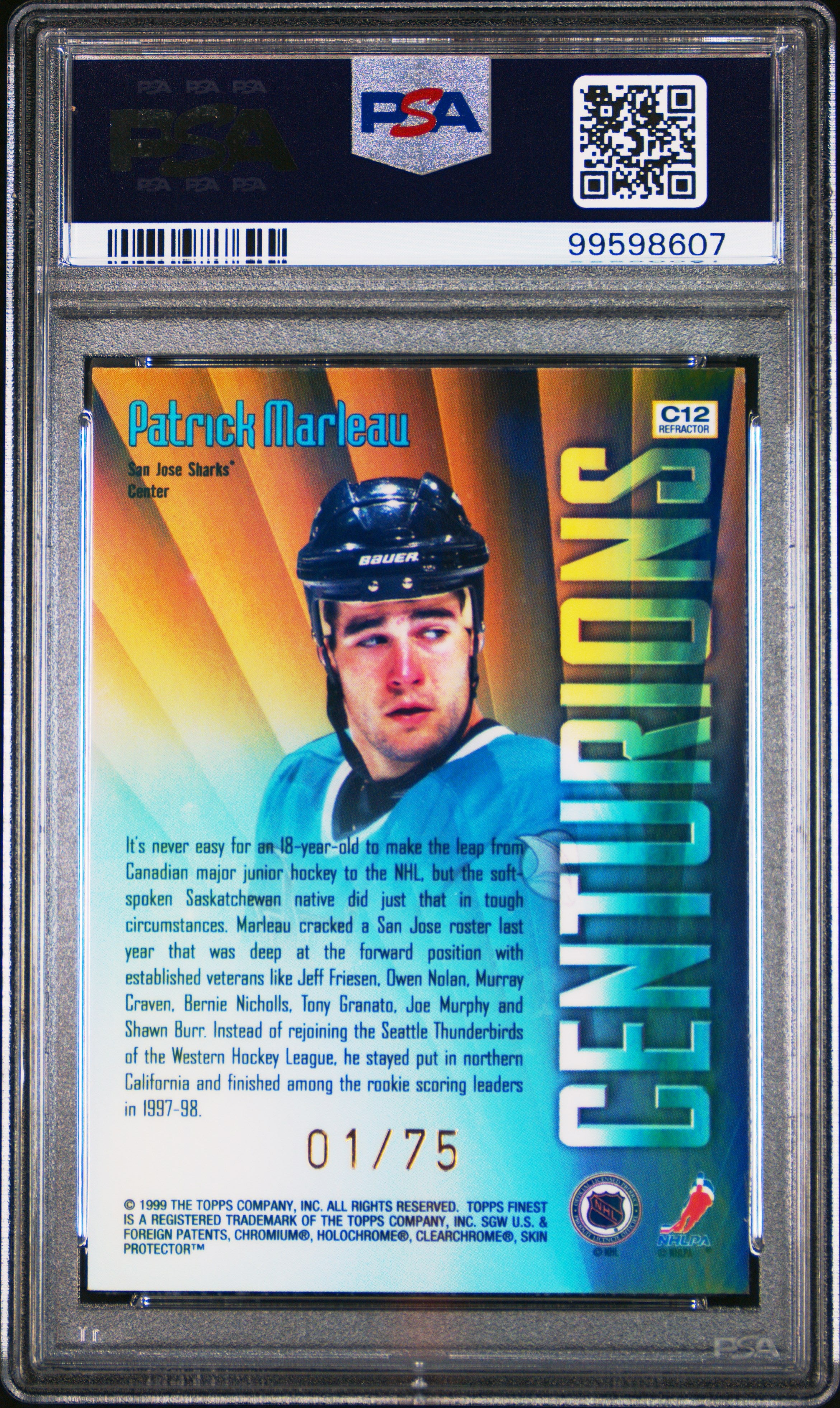 1998 Finest Centurions Patrick Marleau #C12 Refractor PSA 9