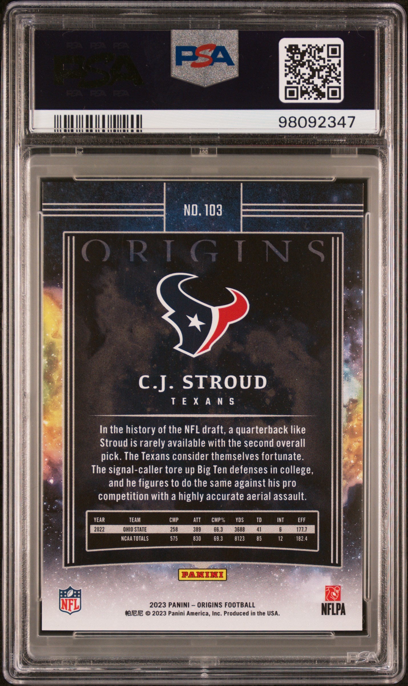 2023 Origins CJ Stroud Rookie Holo Blue 16/99 PSA 9 RC