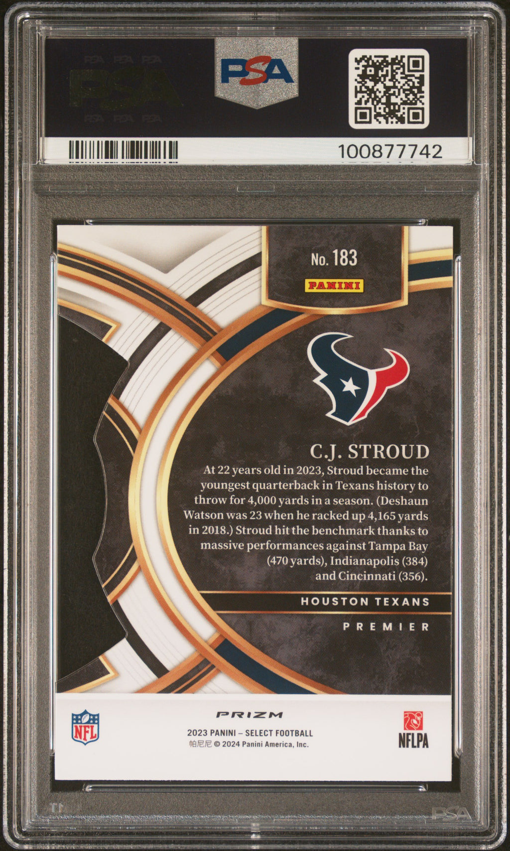 2023 Select CJ Stroud Die Cut Red & Blue Prizm PSA 10