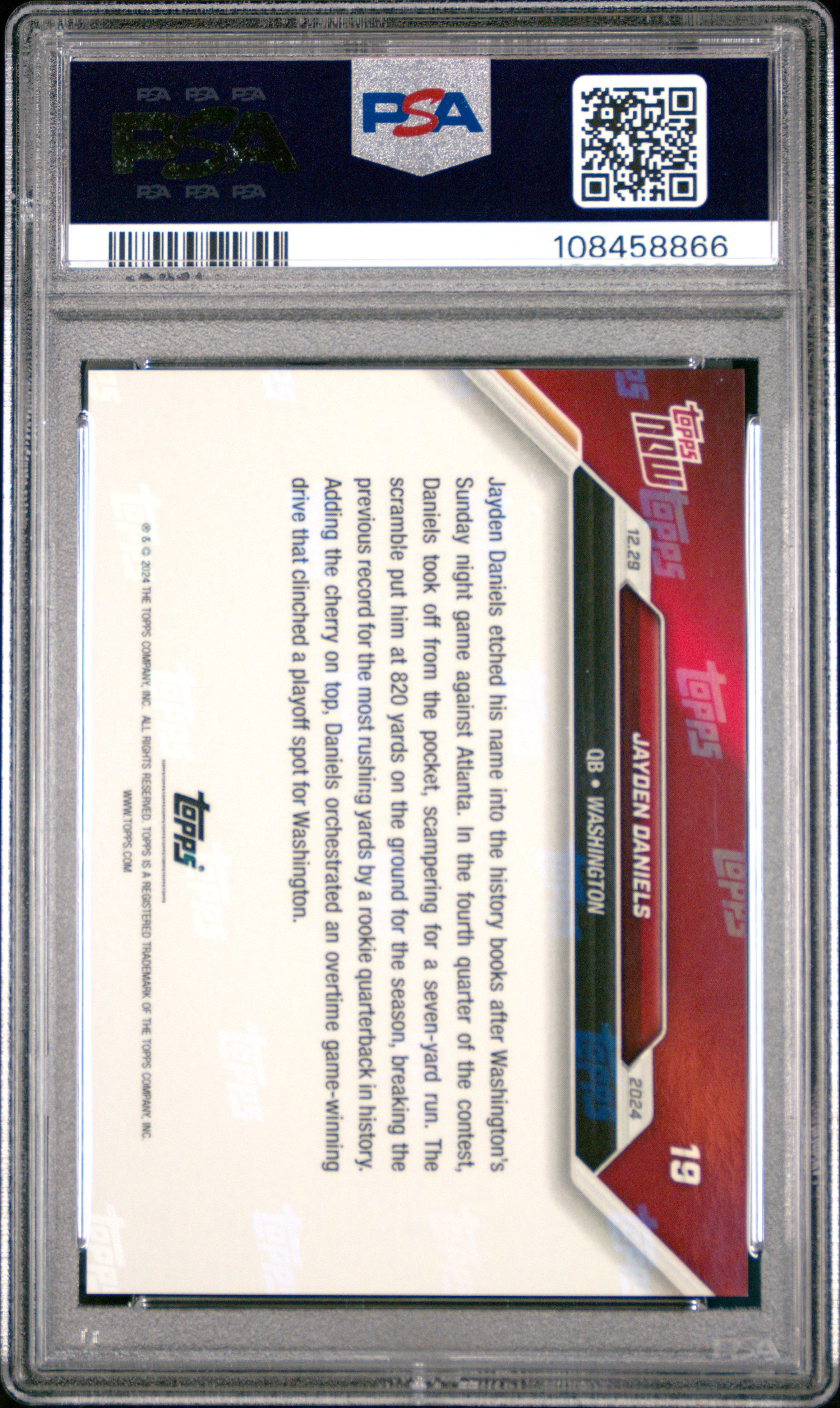 2024 Topps Now Jayden Daniels #19 PSA 10