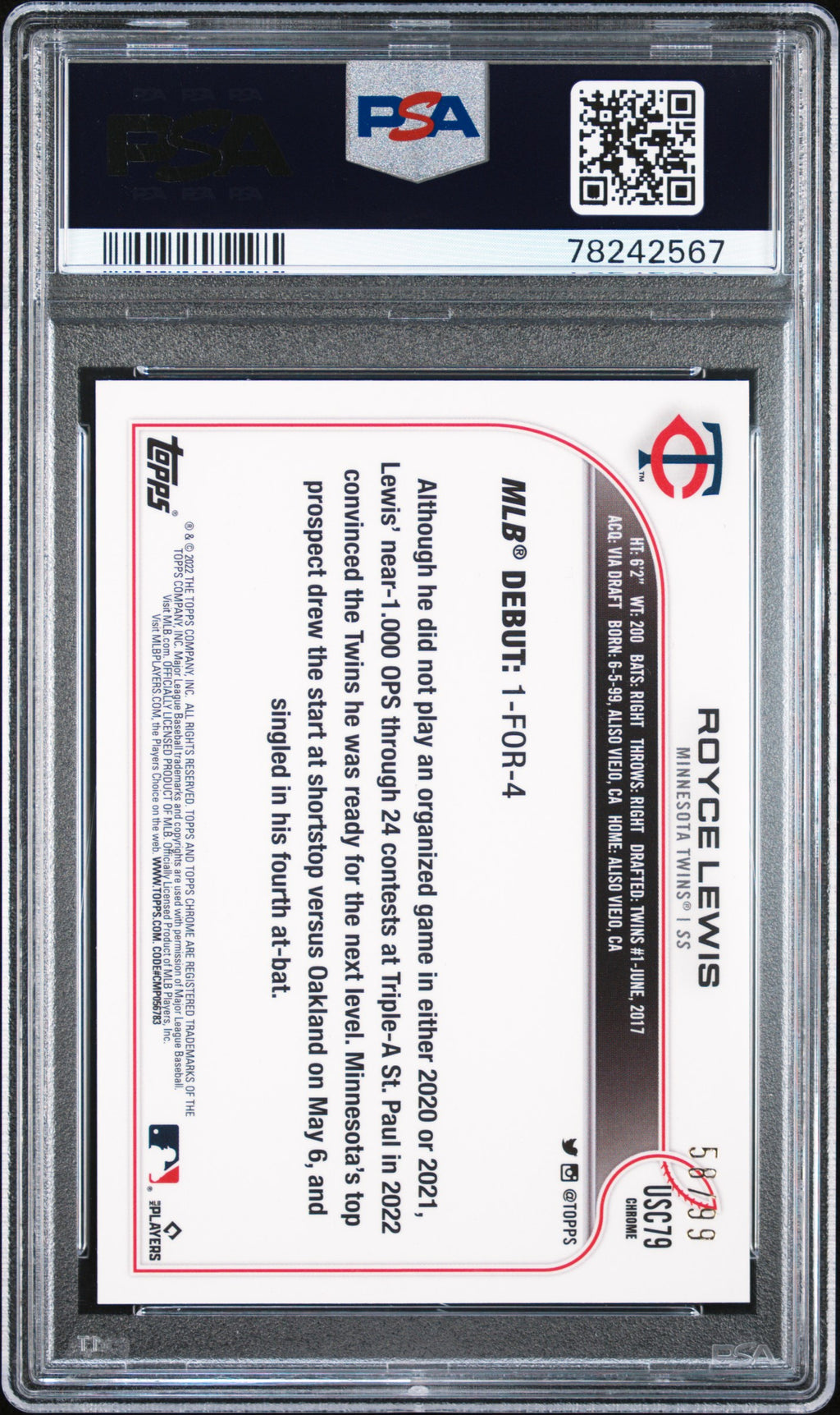 2022 Topps Chrome Update Royce Lewis Rookie X-Fractor 58/99 PSA 9 RC