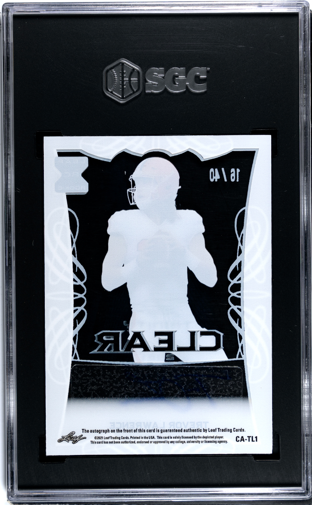 2021 Leaf Trinity Trevor Lawrence #CA-TL1 Clear Autograph 40 SGC 10