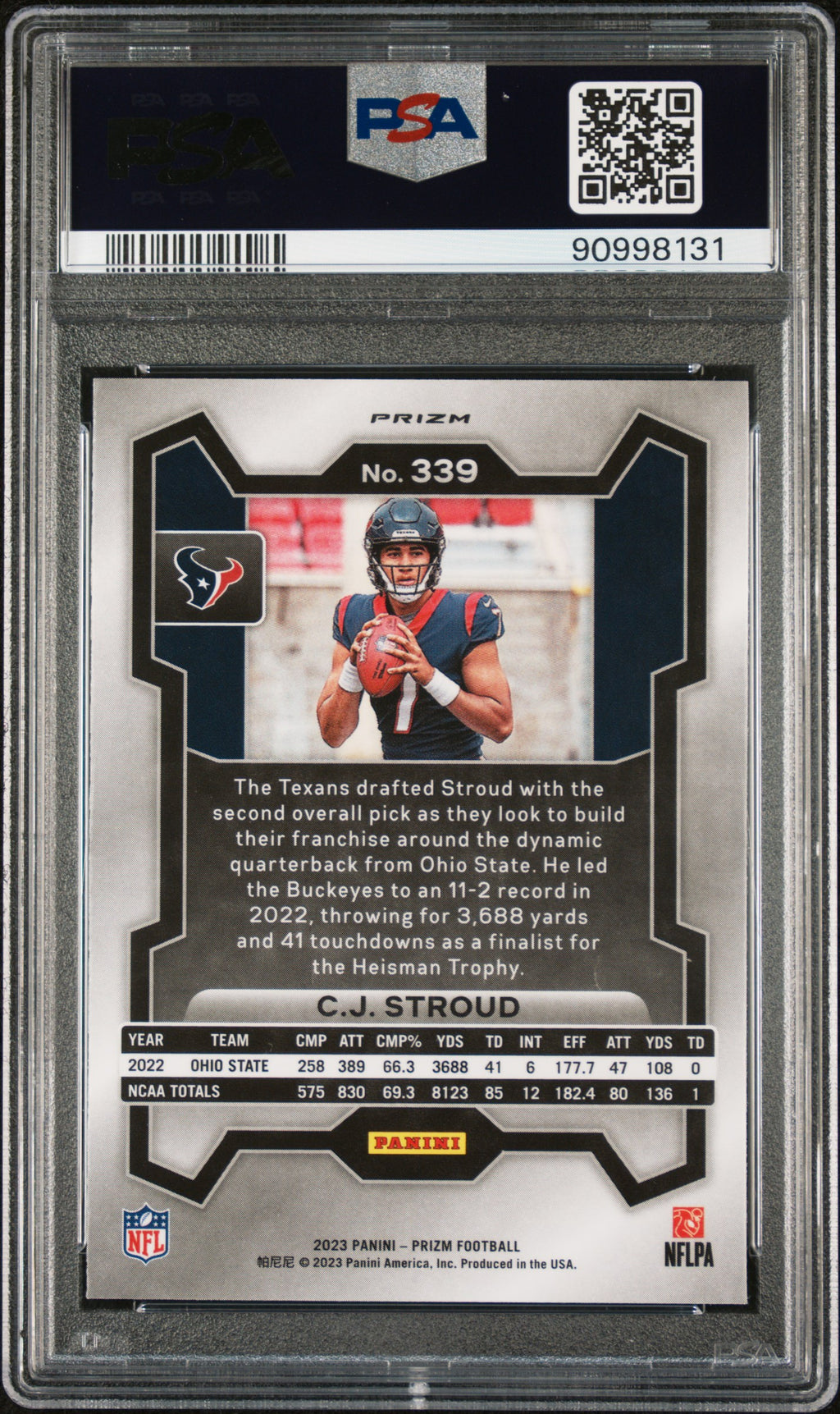 2023 Panini Prizm CJ Stroud #339 Pink PSA 9