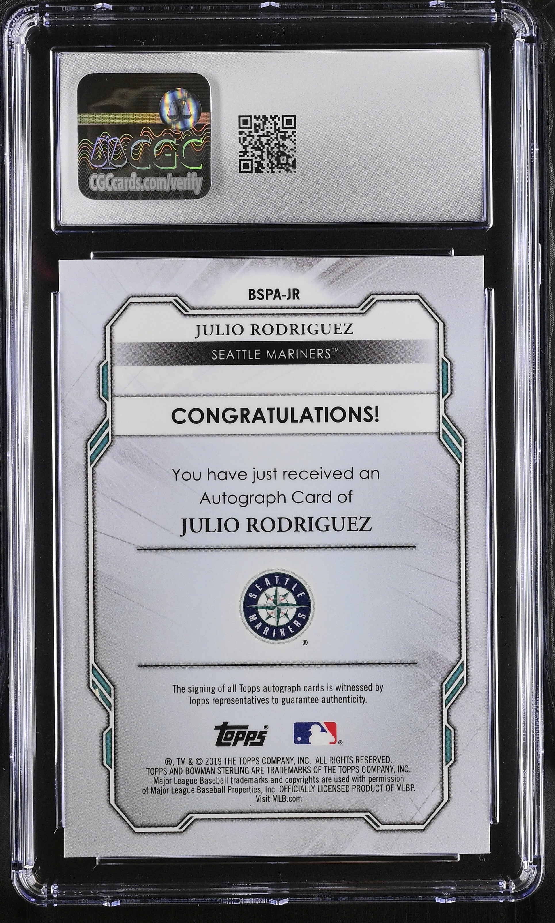 2019 Bowman Sterling Julio Rodriguez Prospect Auto CGC 8.5 Auto 10