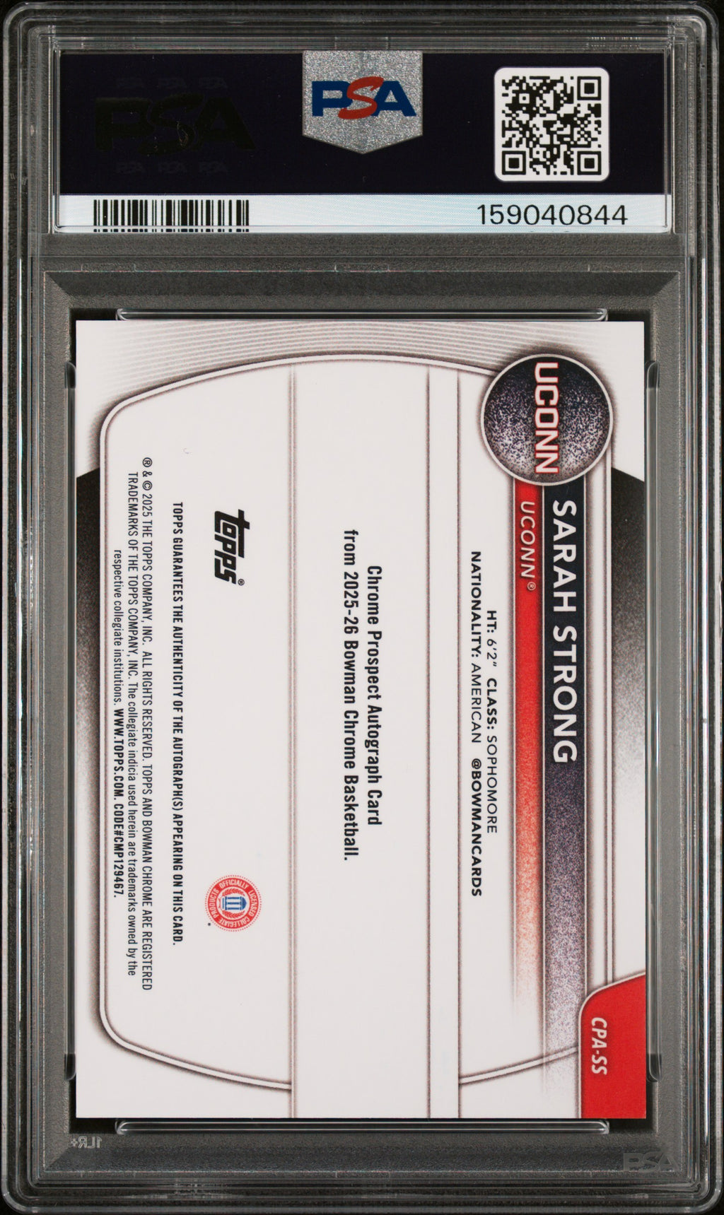 2025 Bowman Sarah Strong Gold Geometric Auto 38/50 PSA 10