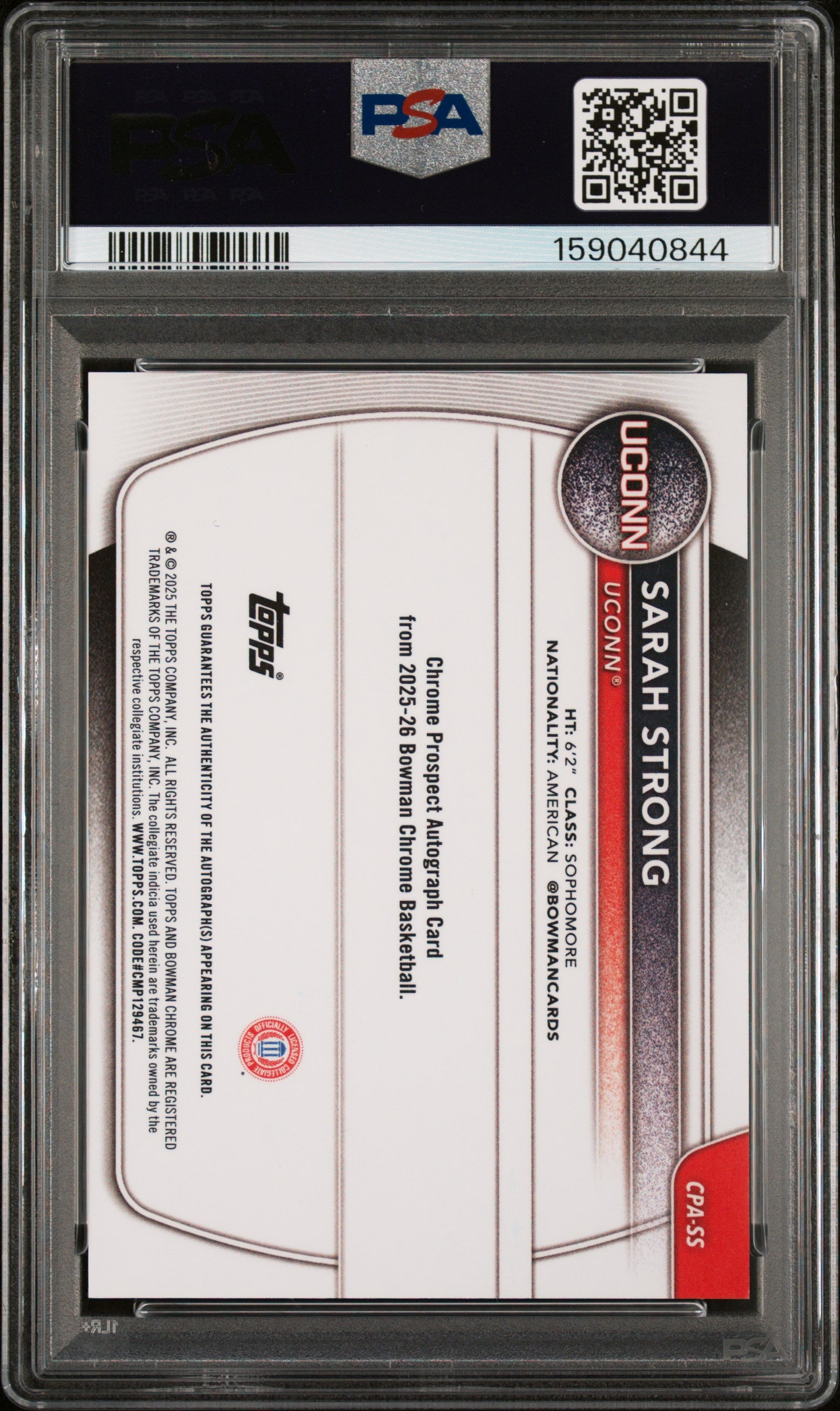 2025 Bowman Sarah Strong Gold Geometric Auto 38/50 PSA 10