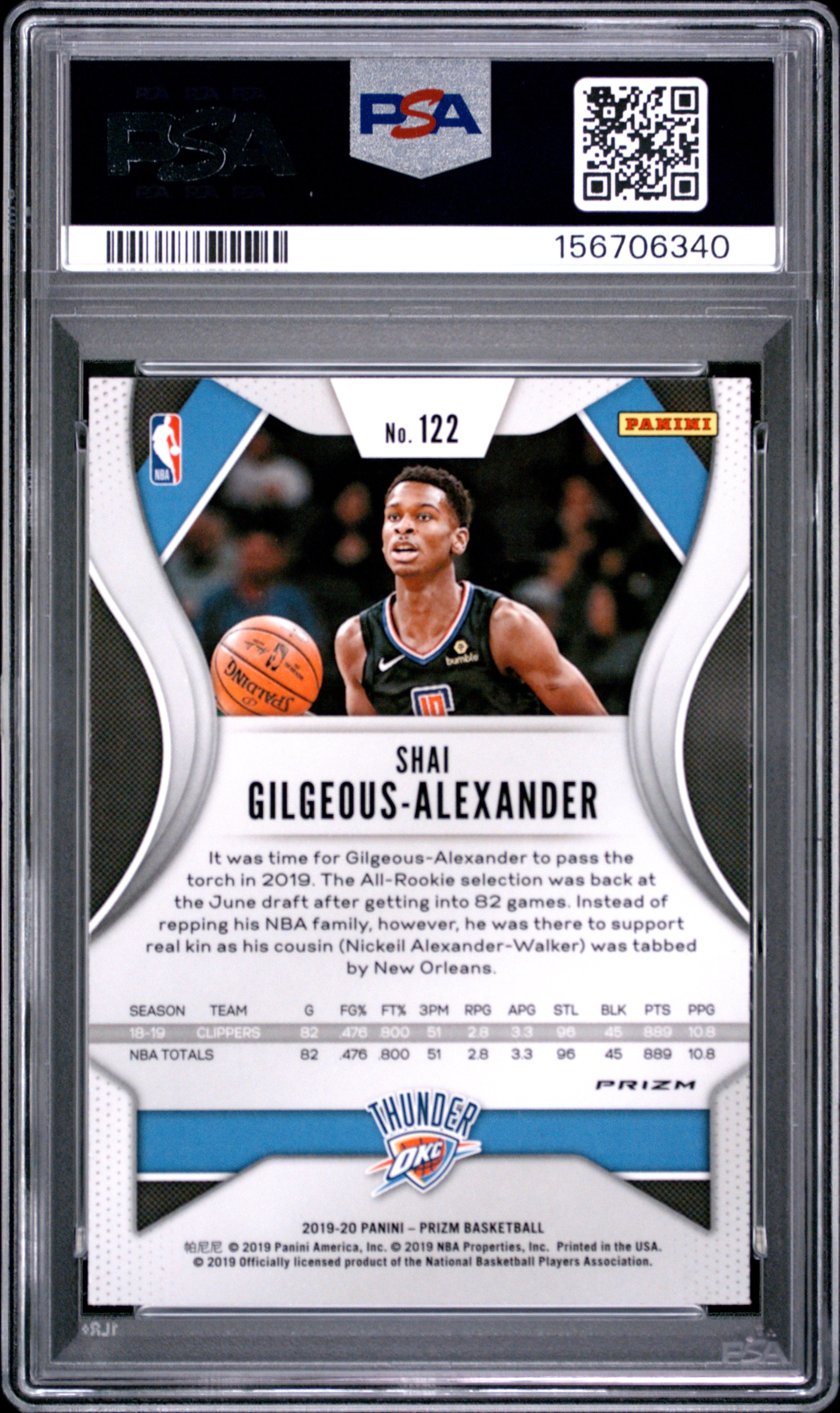 2019 Prizm Shai Gilgeous-Alexander Silver Prizm PSA 10