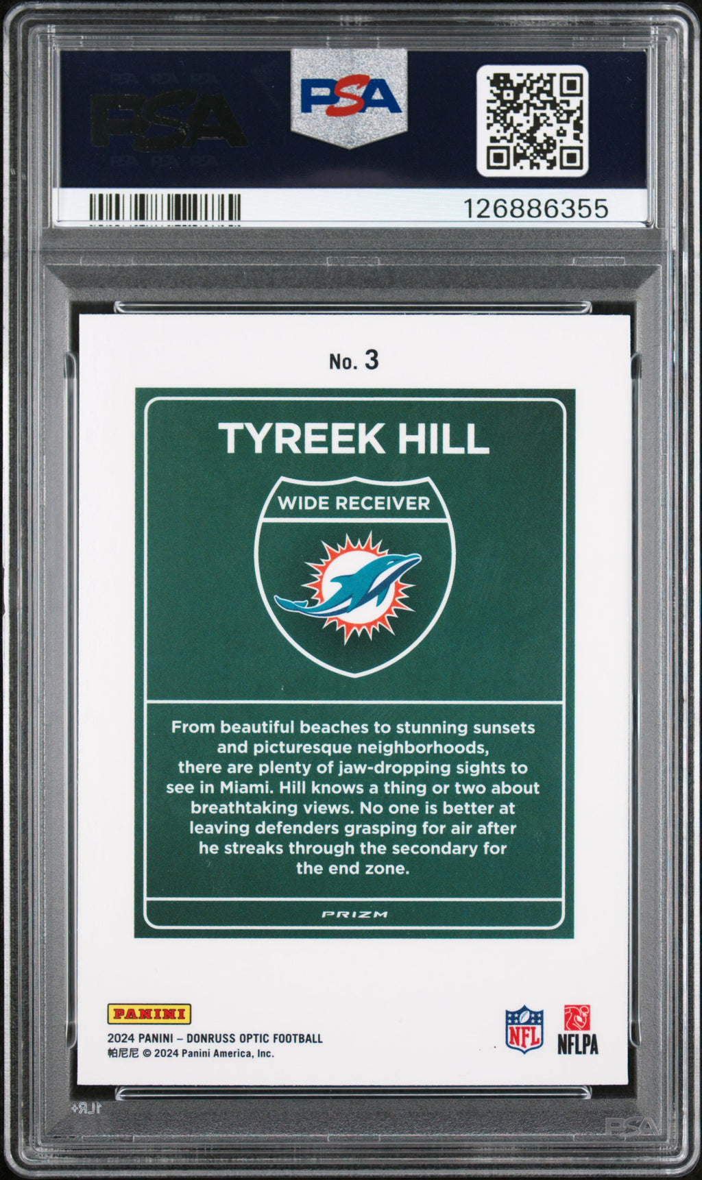 2024 Donruss Optic Tyreek Hill Downtown PSA 10