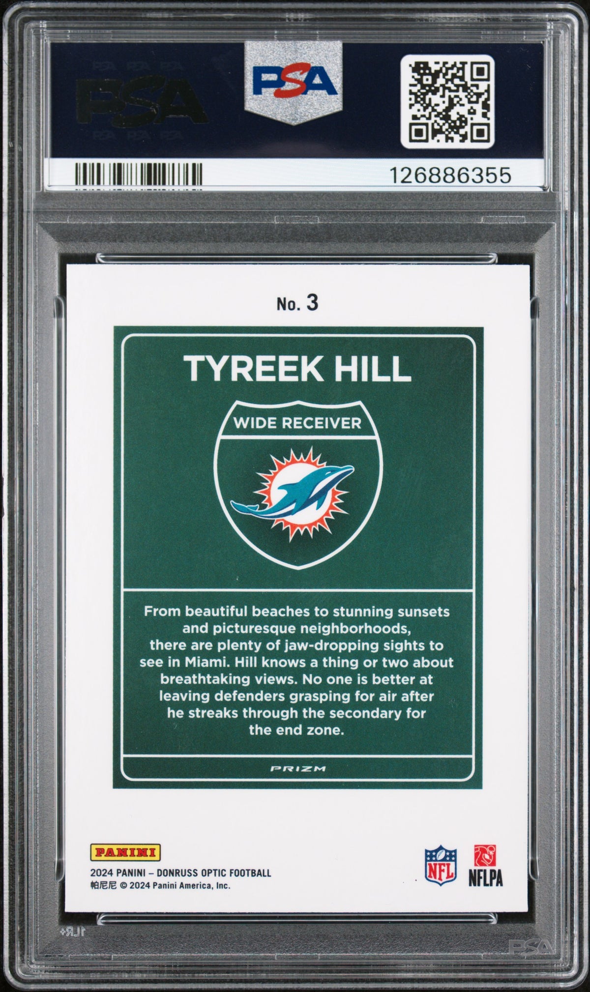2024 Donruss Optic Tyreek Hill Downtown PSA 10