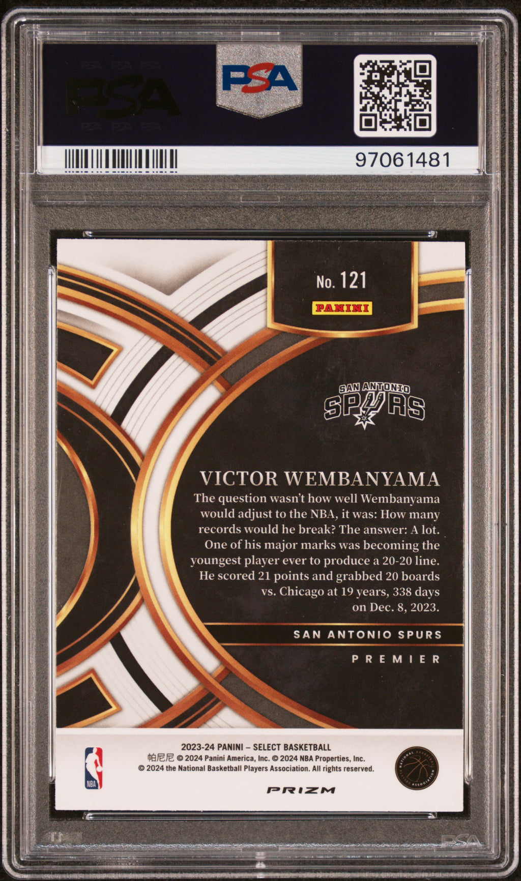 2023 Select Victor Wembanyama Green/White/Purple Prizm PSA 9