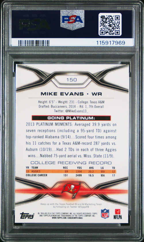2014 Topps Platinum Mike Evans #150 PSA 10