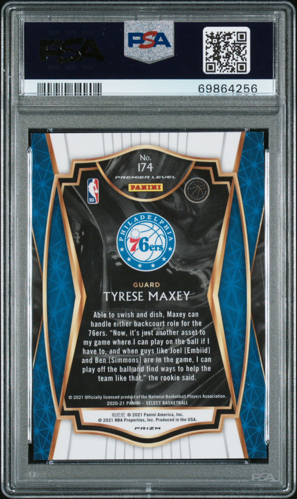 2020 Select Tyrese Maxey Rookie Premier Level Cosmic PSA 9 RC