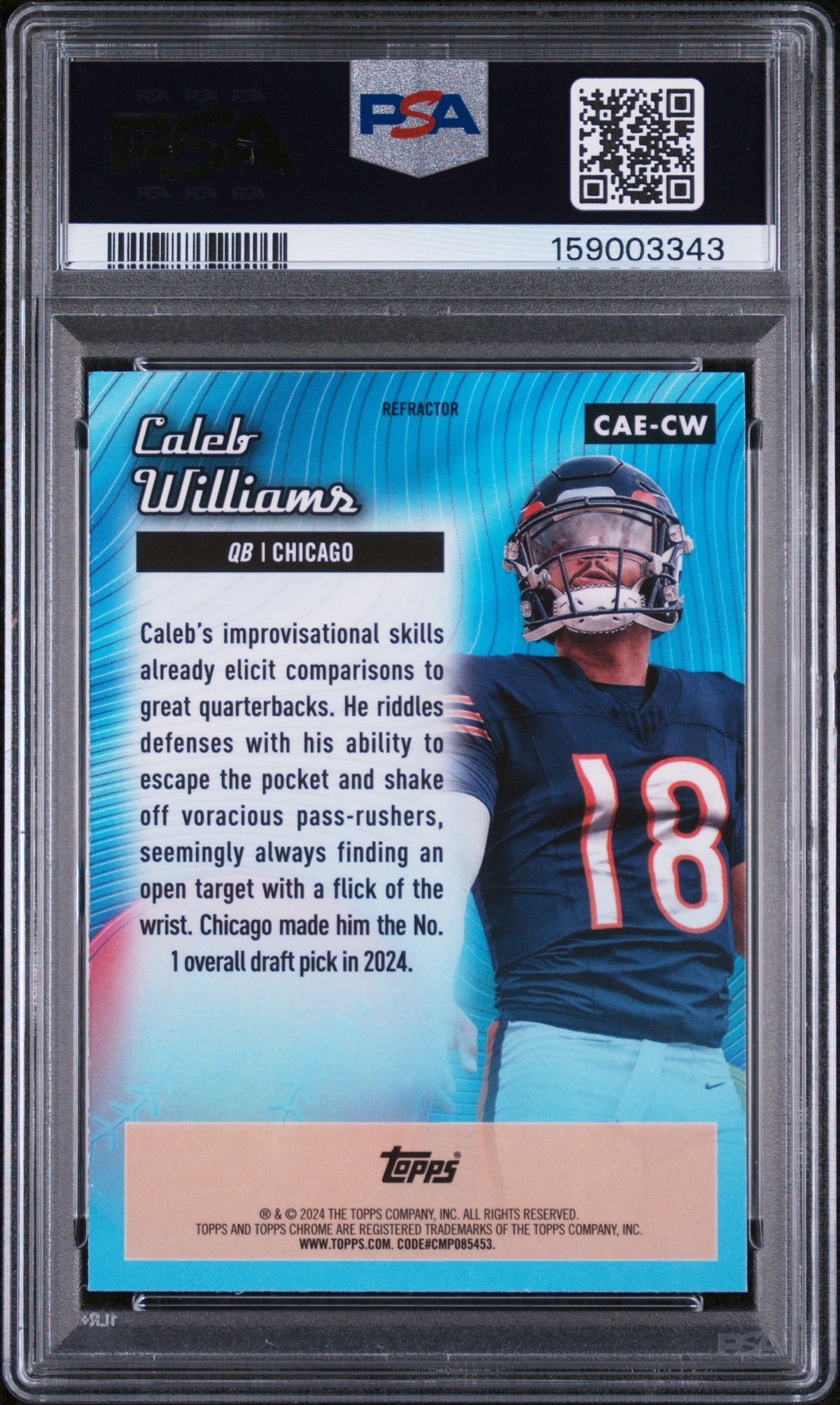 2024 Topps Chrome Caleb Williams Roookie All Etch Refractor PSA 10
