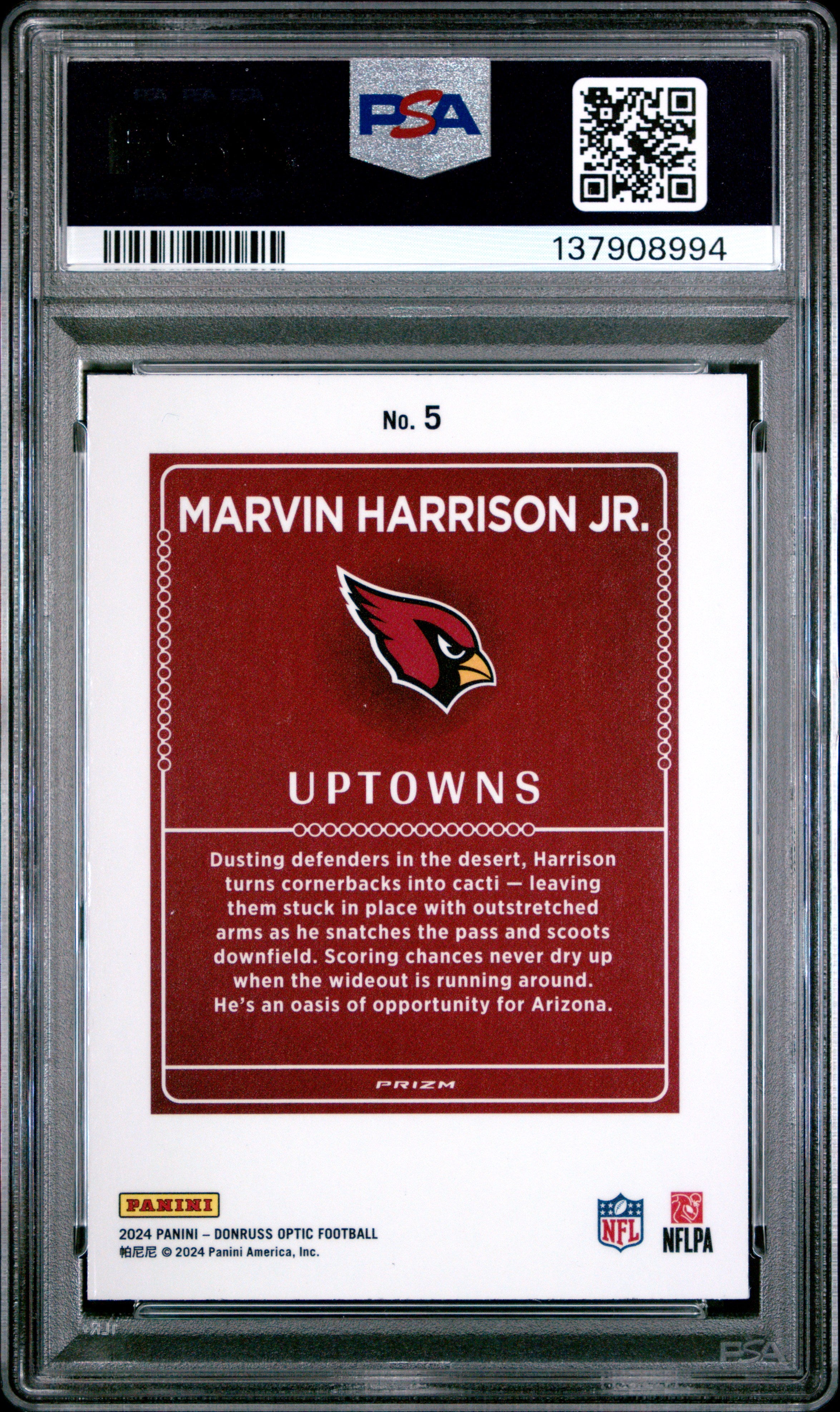 2024 Donruss Optic Marvin Harrison Jr. Rookie Uptown PSA 9 RC