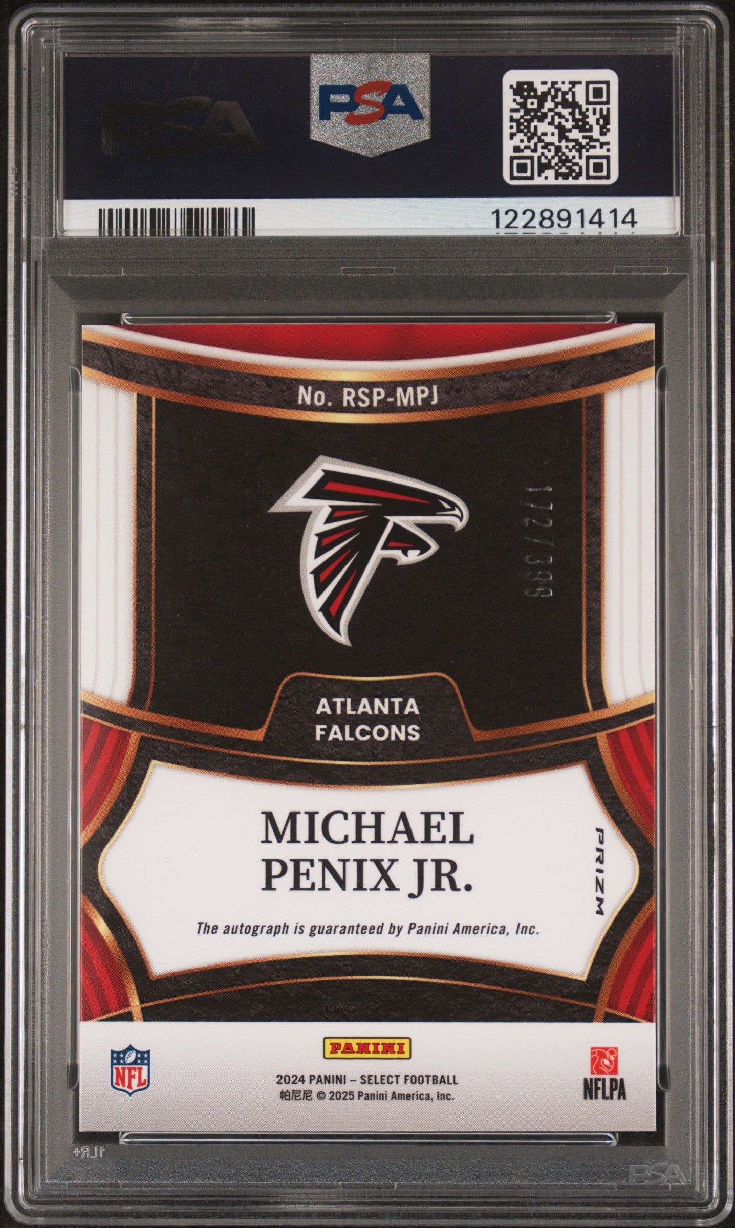 2024 Select Michael Penix Jr. Rookie Auto 172/399 PSA 10 RC