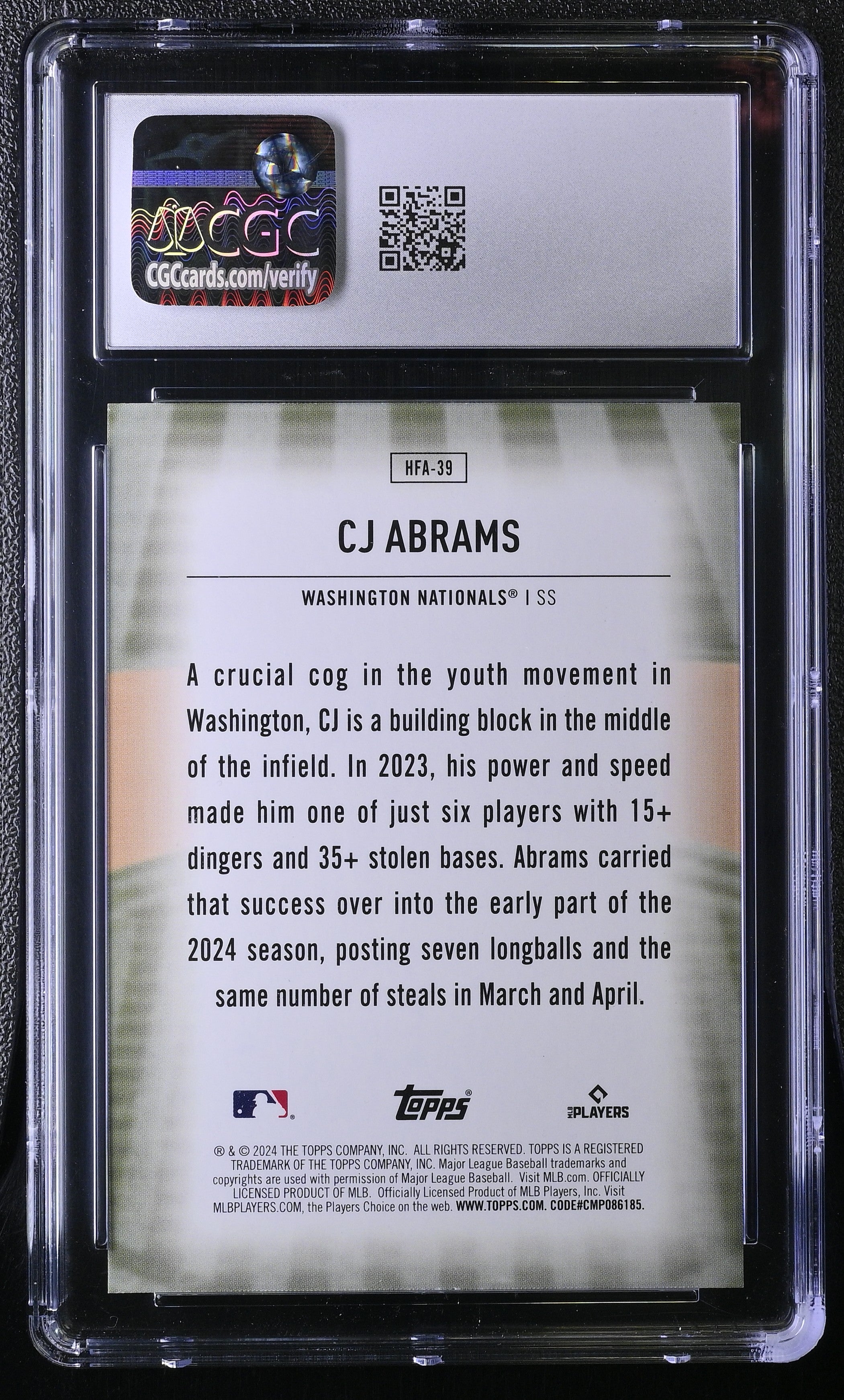 2024 Topps Update CJ Abrams Home Field Advantage CGC 10