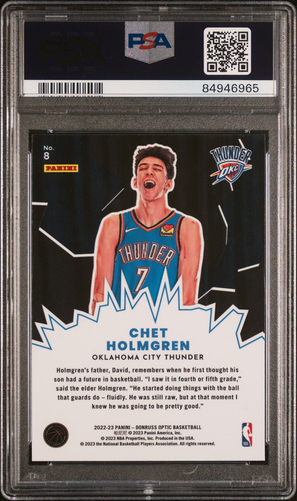 2022 Donruss Optic Chet Holmgren My House PSA 10