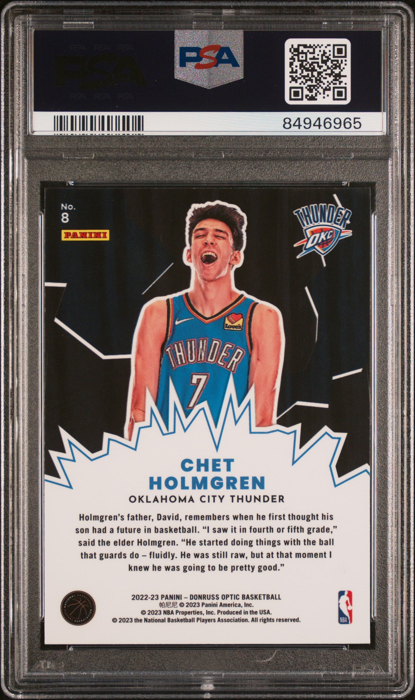 2022 Donruss Optic Chet Holmgren My House PSA 10