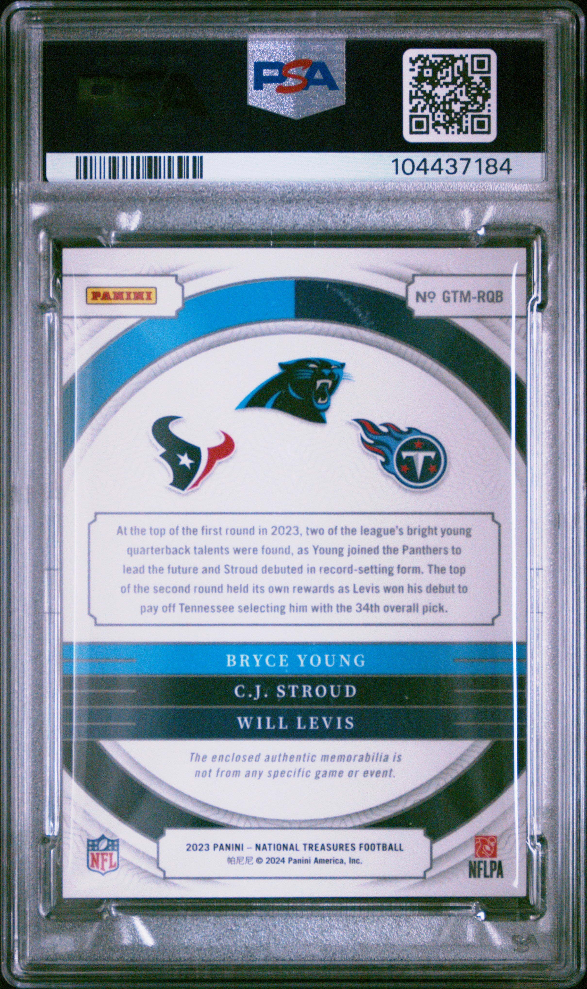 2023 National Treasures Bryce Young / CJ Stroud / Will Levis Triple Patch 53/99 PSA 9