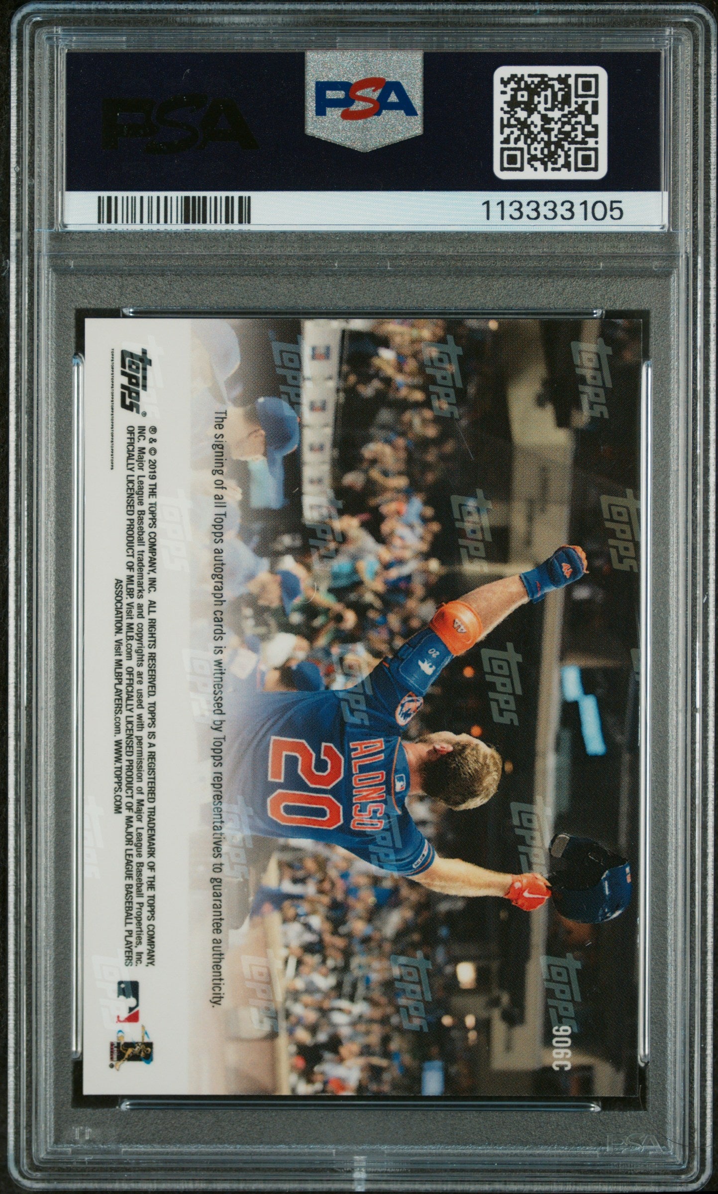 2019 Topps Now Aaron Judge / Pete Alonso Purple Dual Auto 25/25 PSA 9 Auto 10