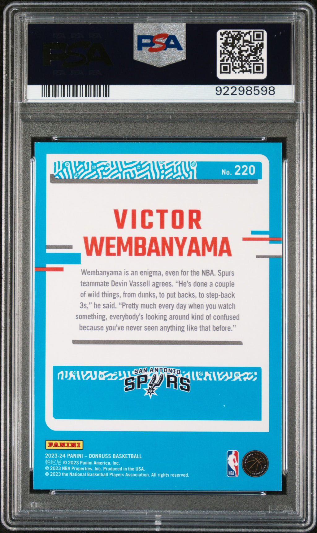 2023 Donruss Victor Wembanyama Holo Green Laser PSA 9