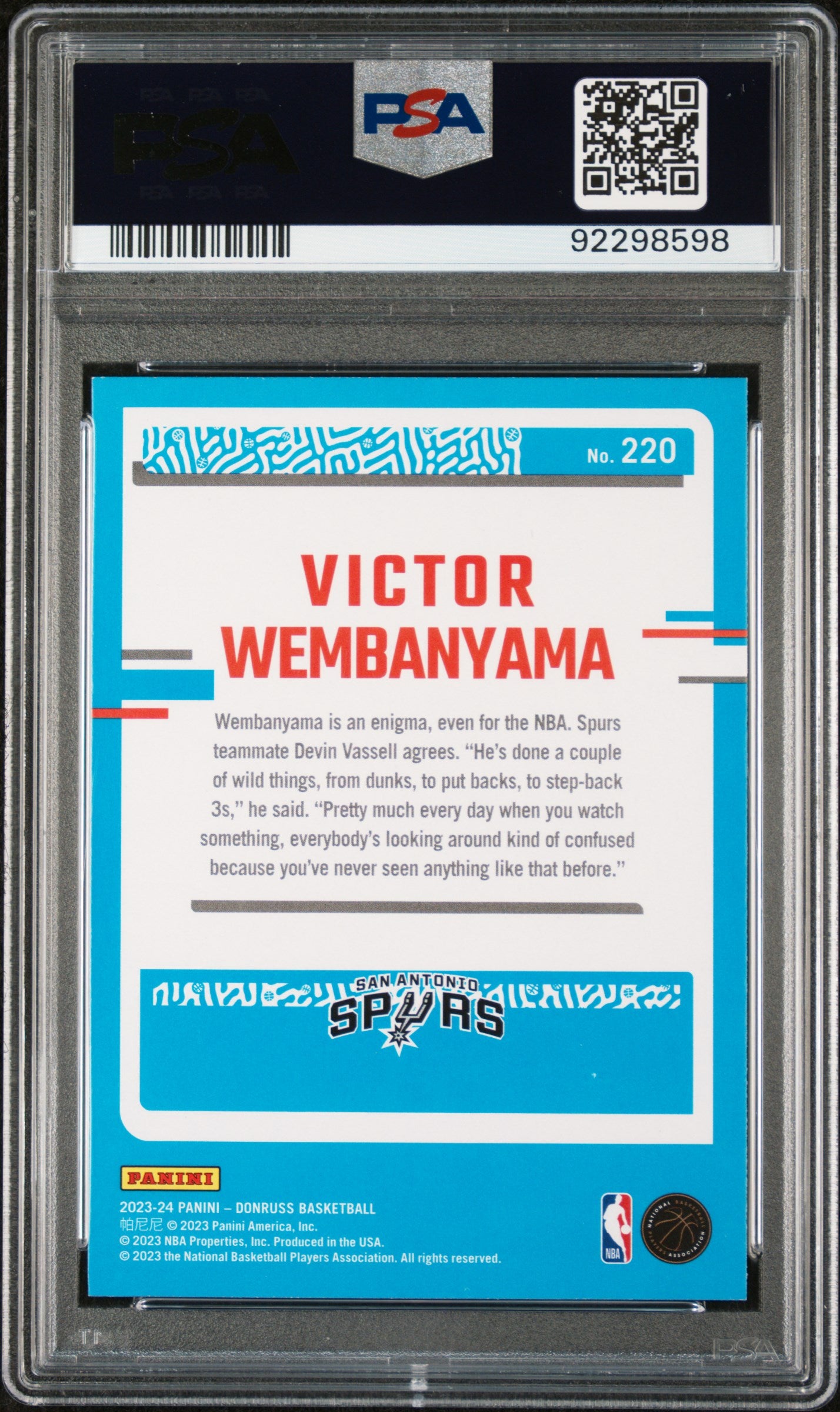 2023 Donruss Victor Wembanyama Holo Green Laser PSA 9