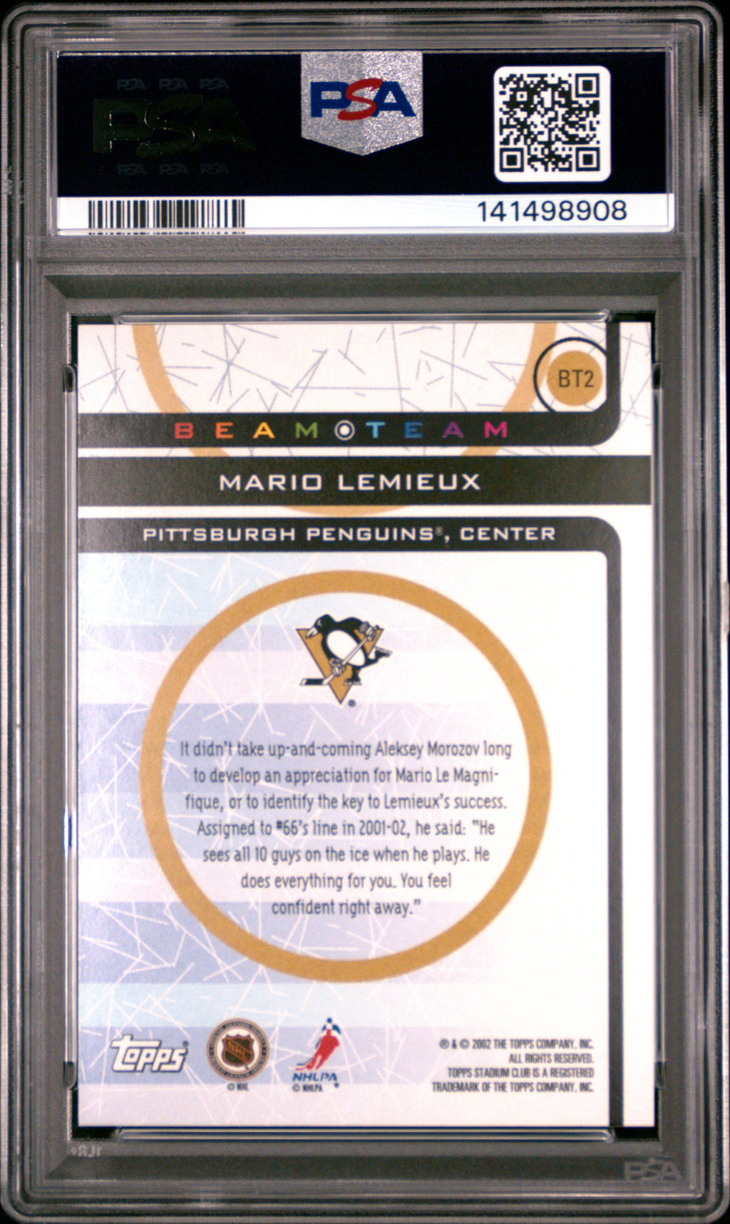 2002 Stadium Club Mario Lemiuex Beam Team PSA 10