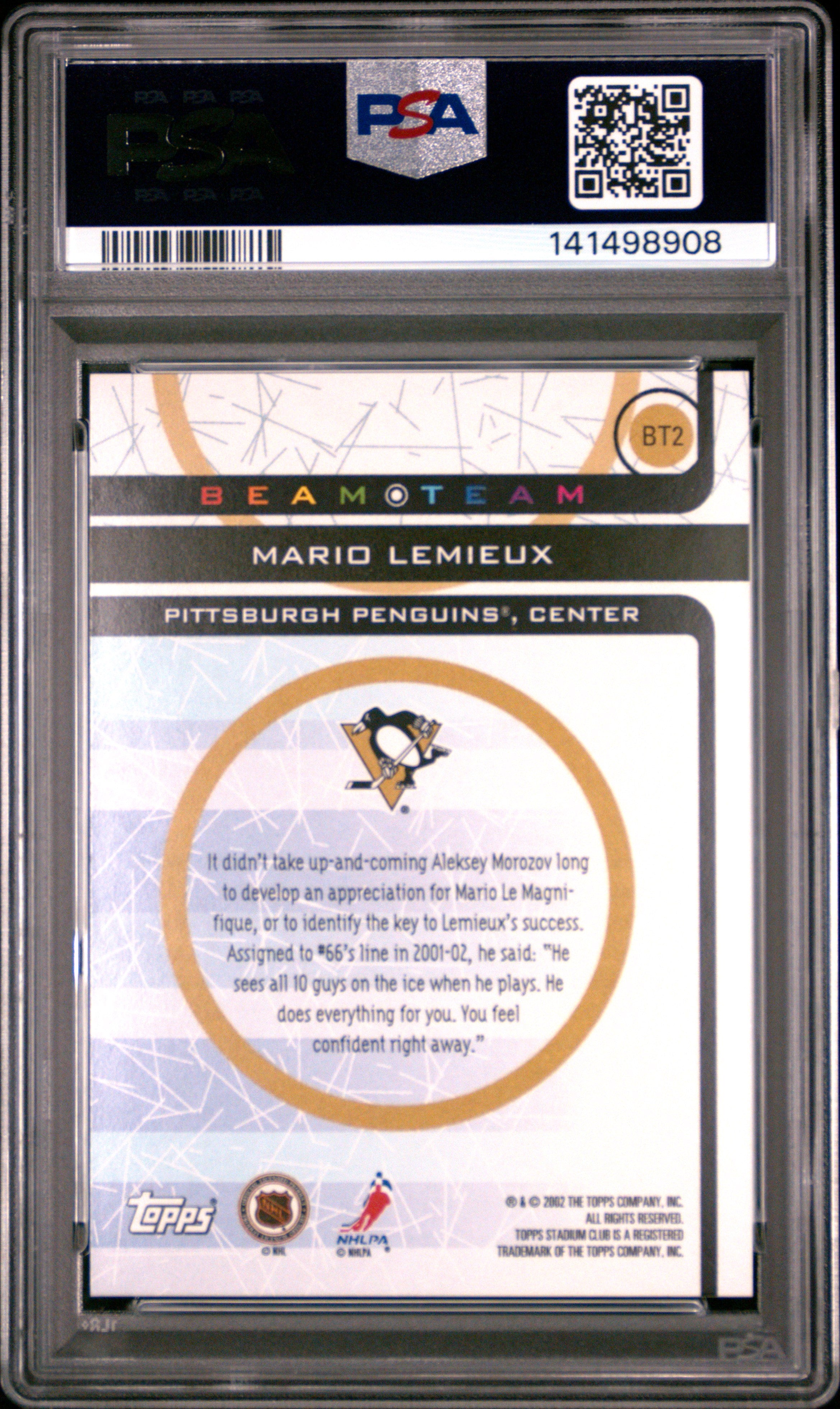 2002 Stadium Club Mario Lemiuex Beam Team PSA 10